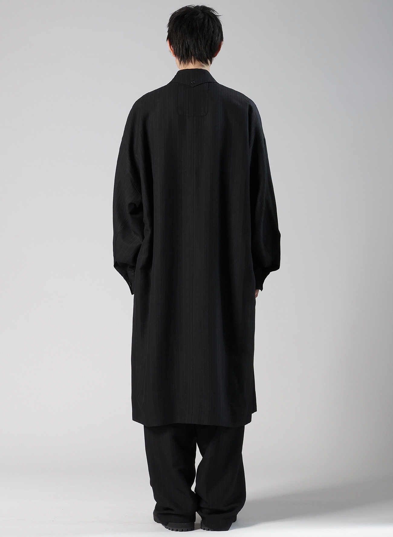 VISCOSE TWEED STRIPE LONG COAT