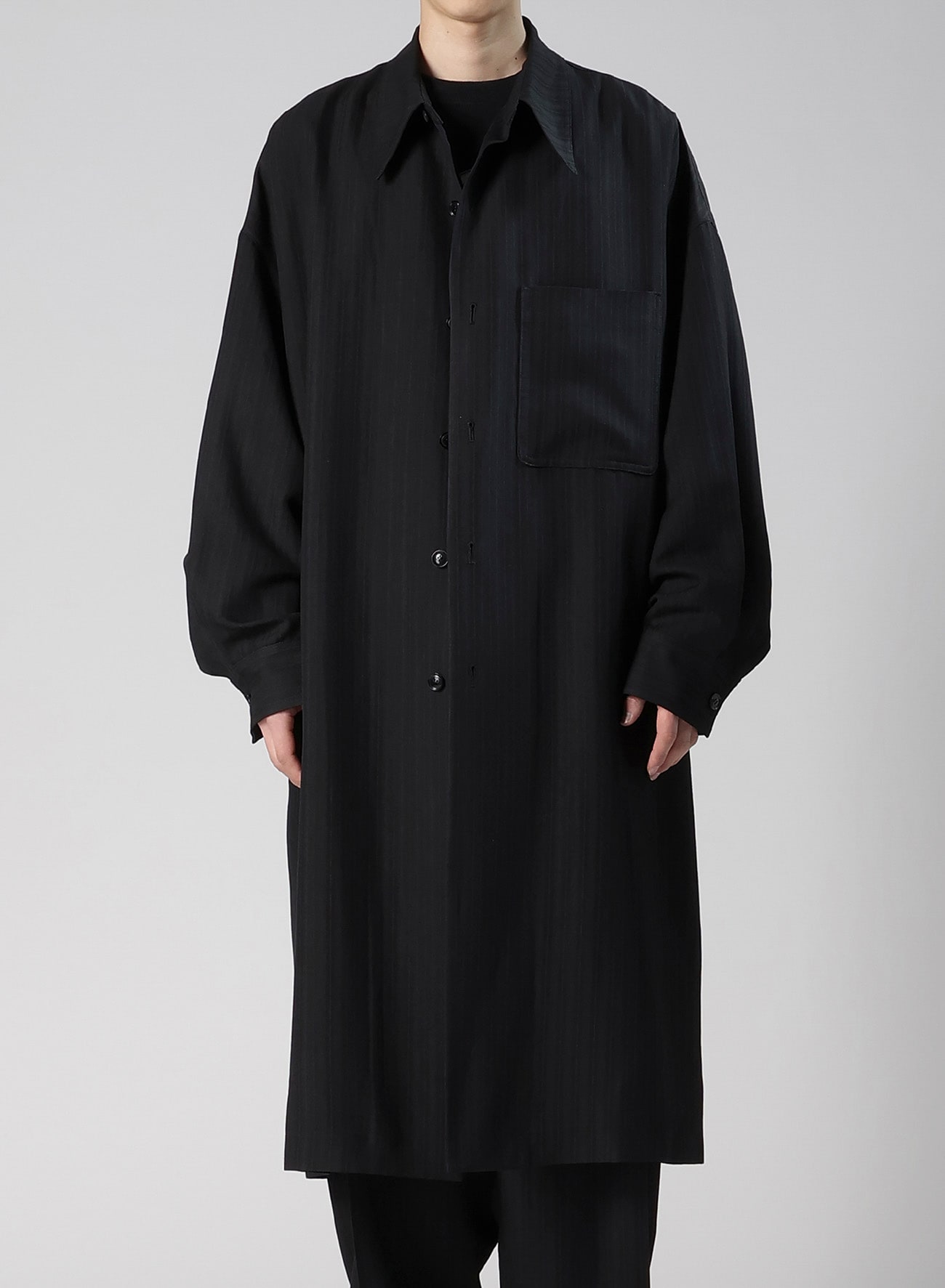 VISCOSE TWEED STRIPE LONG COAT