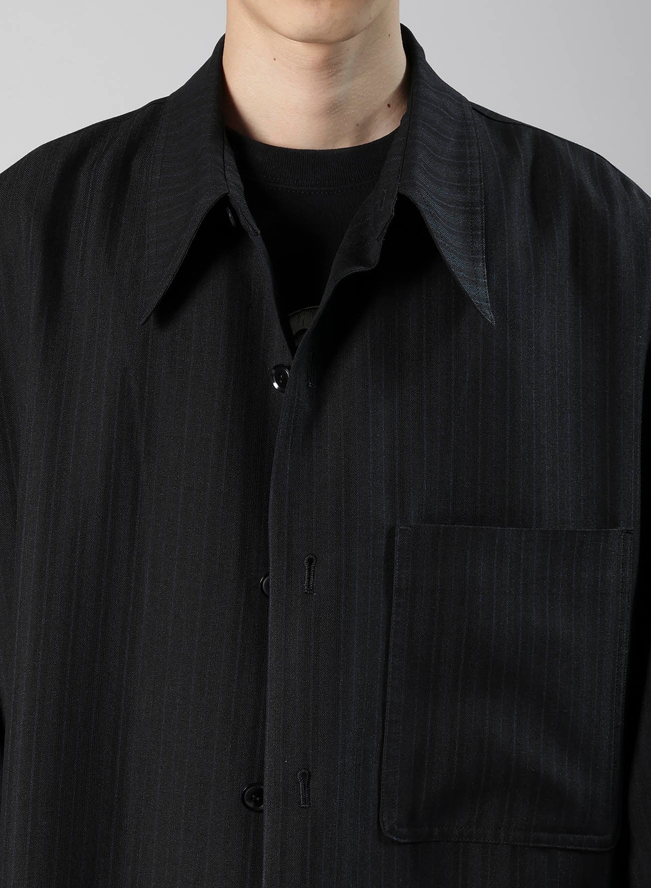 VISCOSE TWEED STRIPE LONG COAT