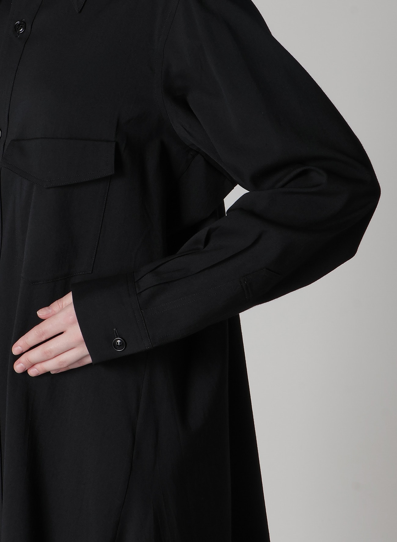 WOOL BREND TWILL MILITARY SHIRT DRESS