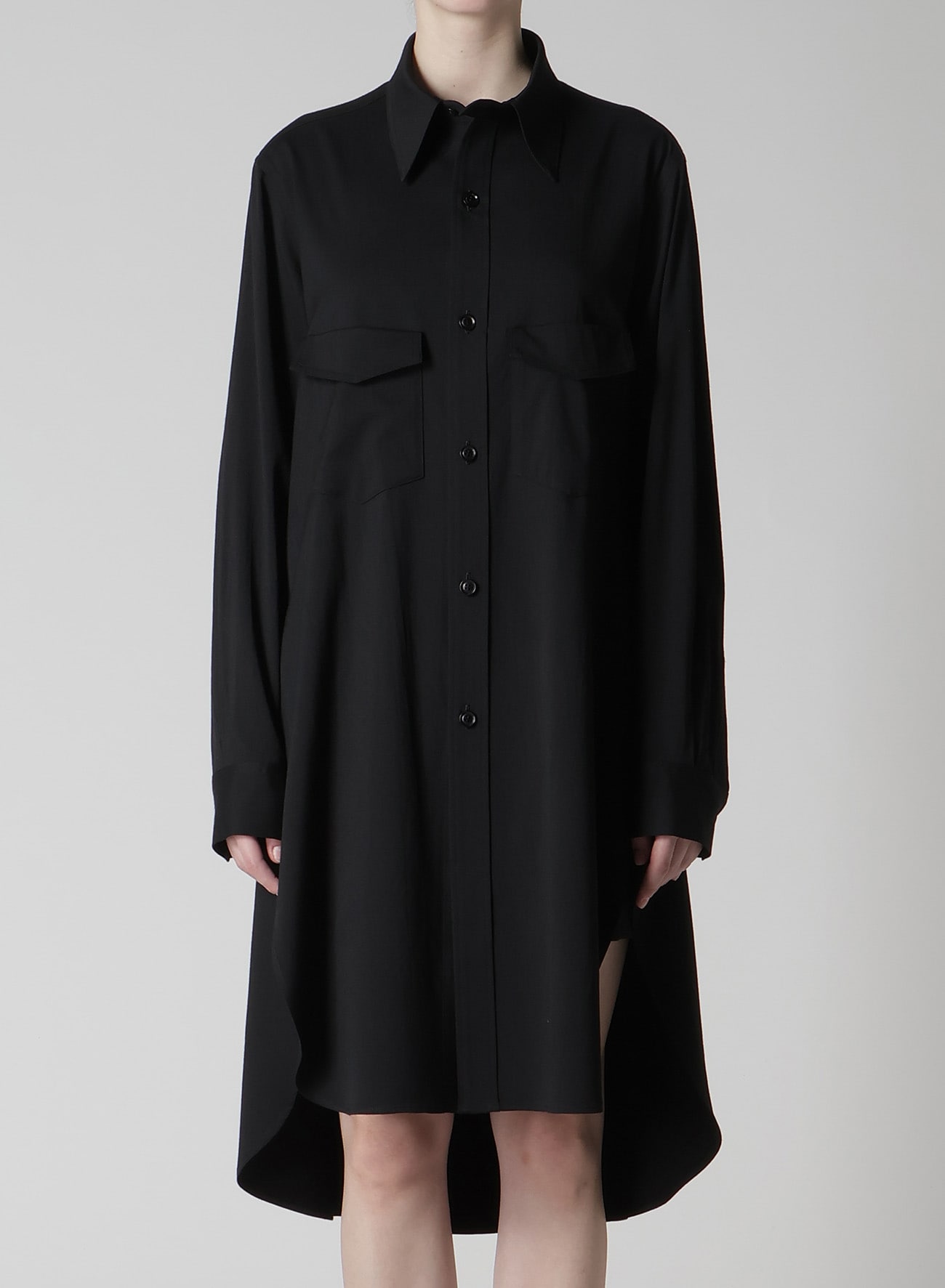 WOOL BREND TWILL MILITARY SHIRT DRESS