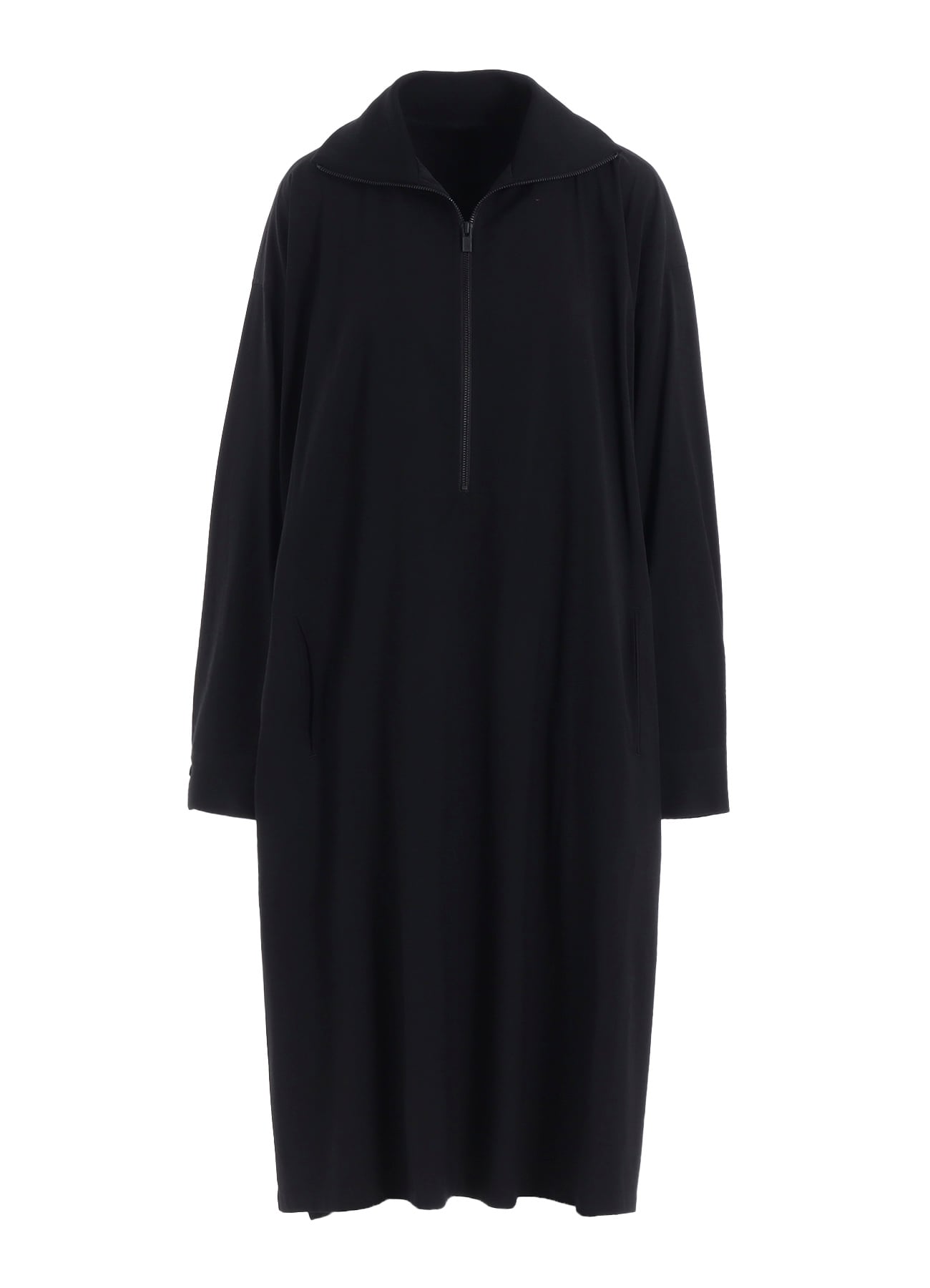 WOOL BREND TWILL STAND-UP COLLAR DRESS