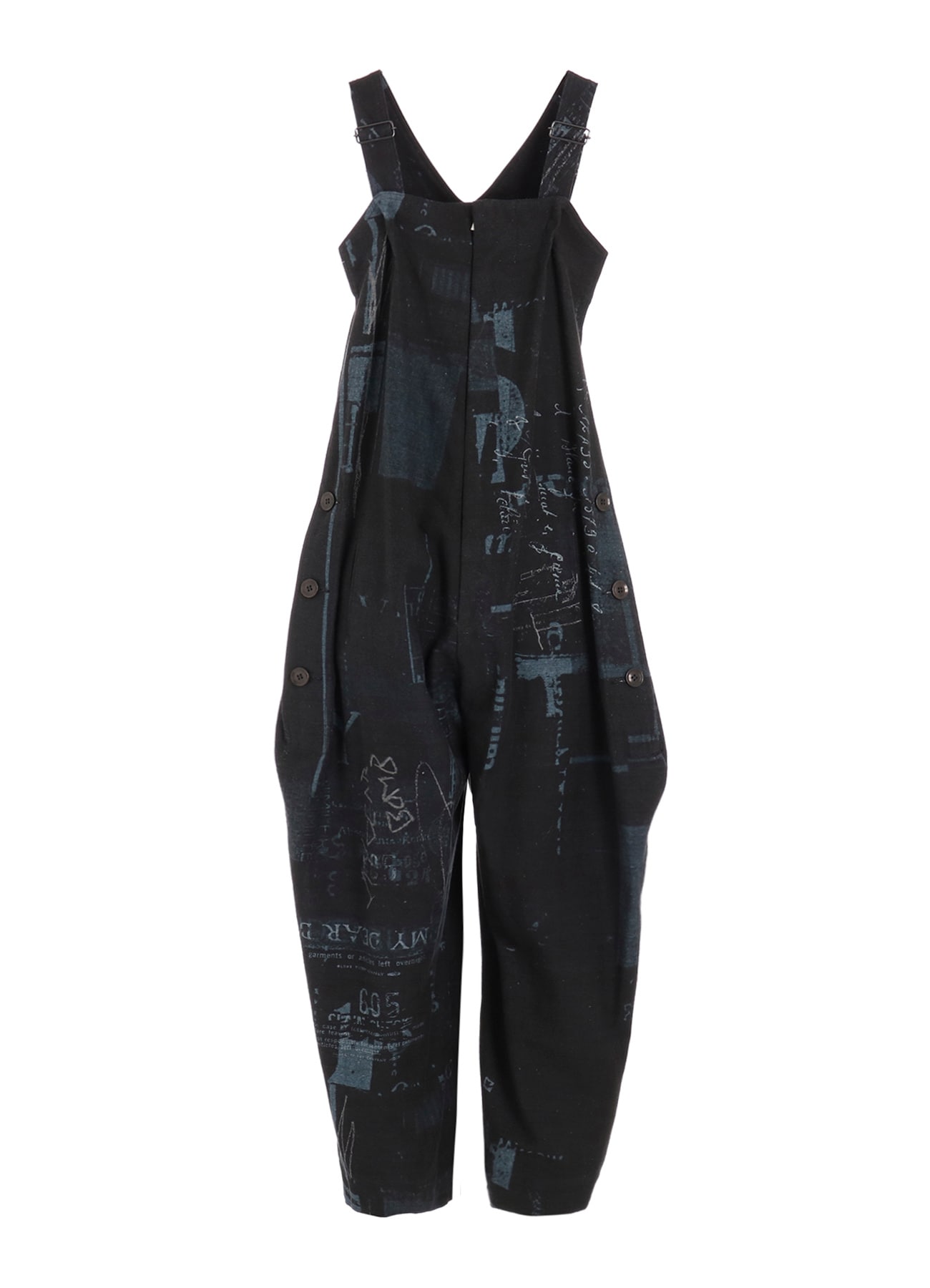 8OZ DENIM COLLAGE PRINT OVERALLS