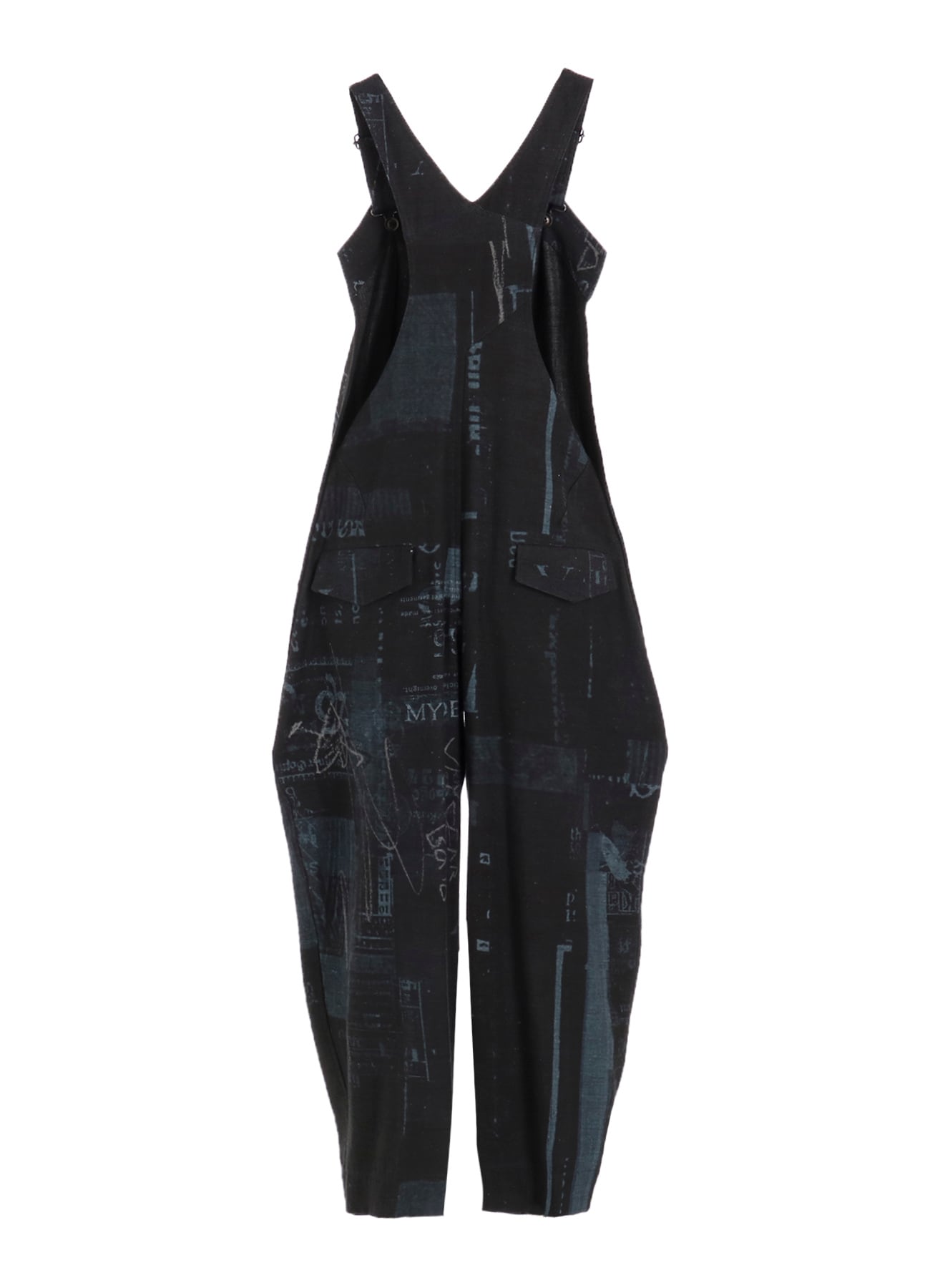 8OZ DENIM COLLAGE PRINT OVERALLS
