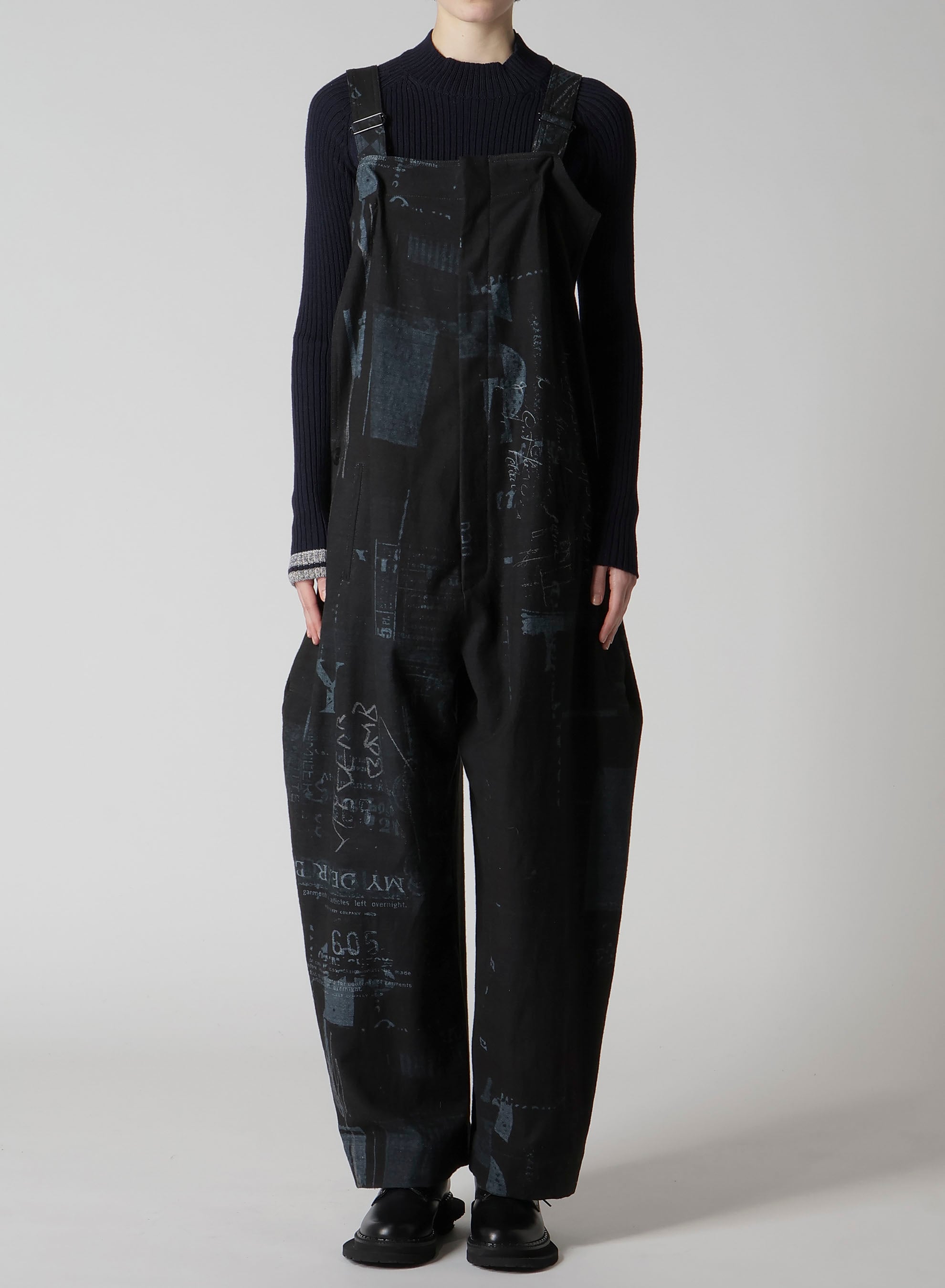 8OZ DENIM COLLAGE PRINT OVERALLS
