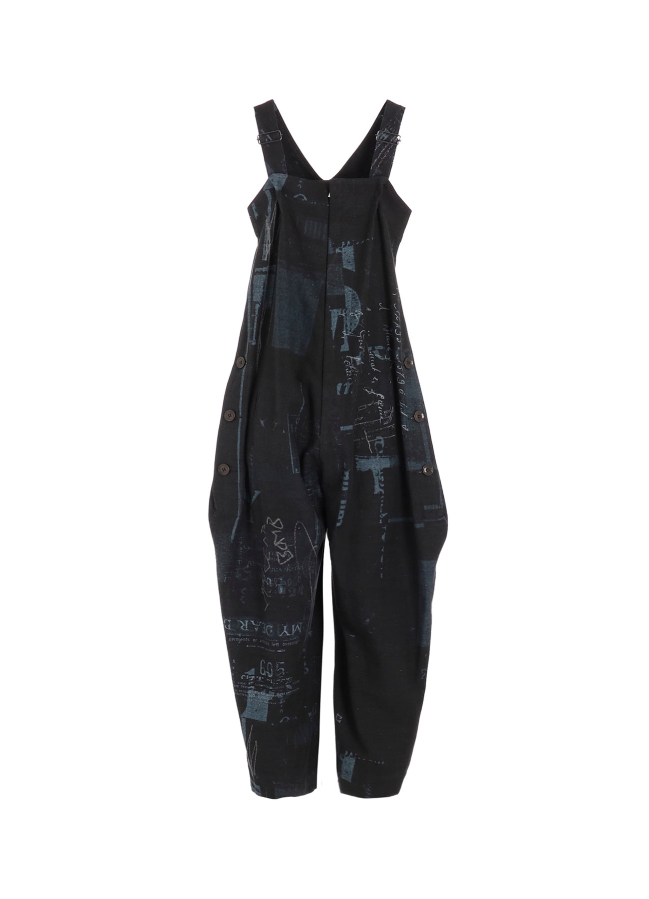 8OZ DENIM COLLAGE PRINT OVERALLS