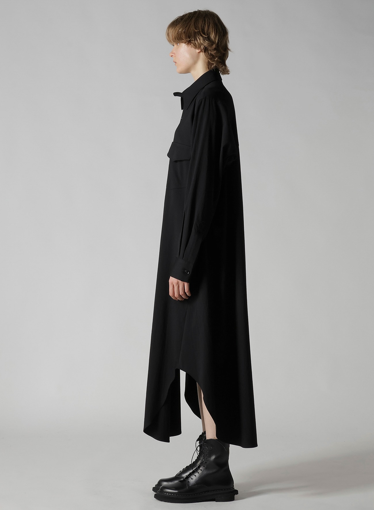 WOOL BREND TWILL MILITARY LONG DRESS