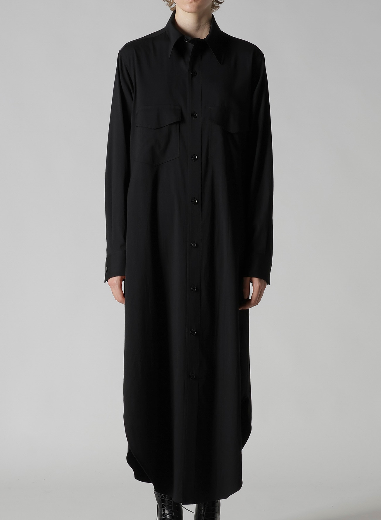 WOOL BREND TWILL MILITARY LONG DRESS