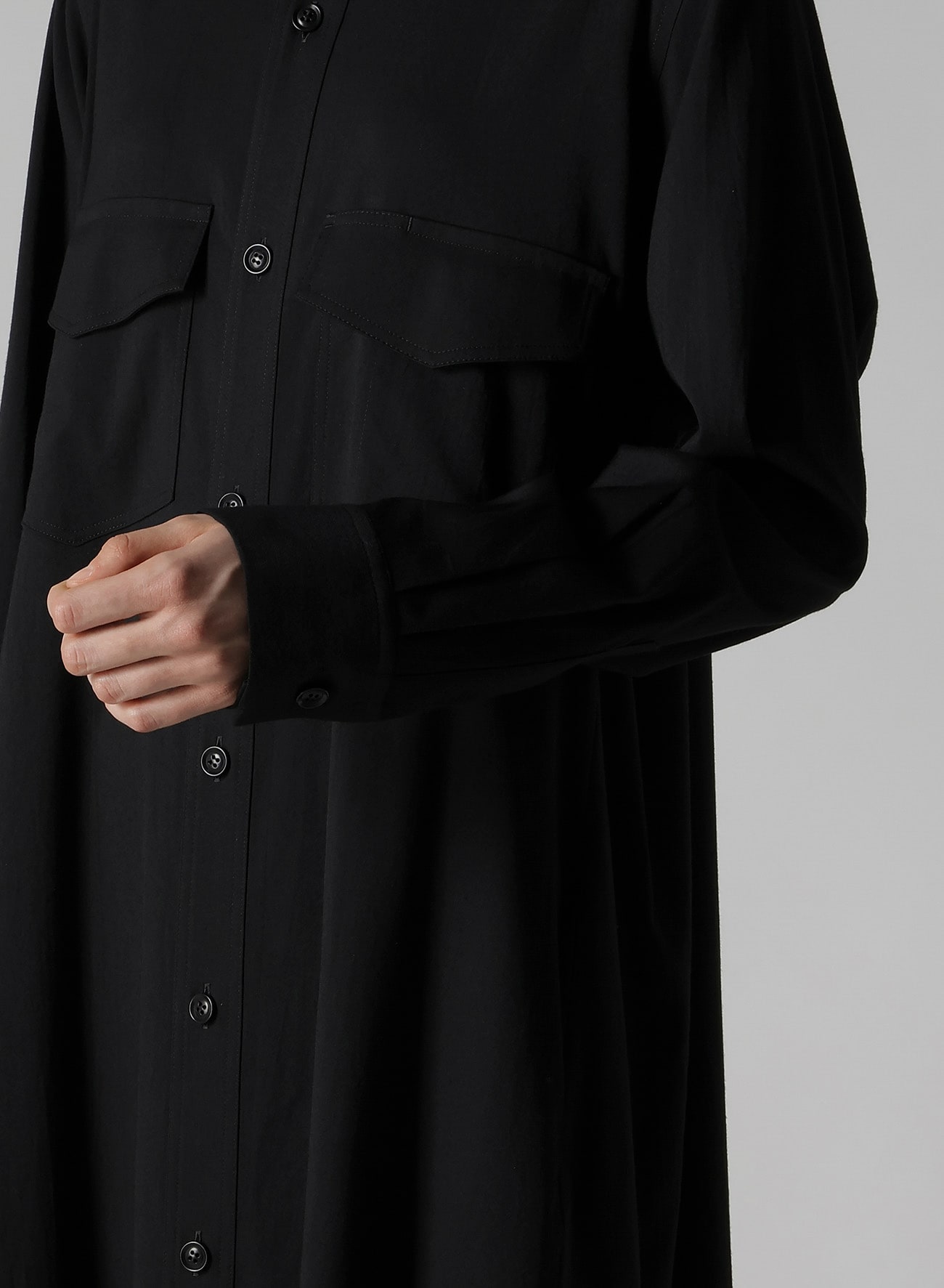 WOOL BREND TWILL MILITARY LONG DRESS