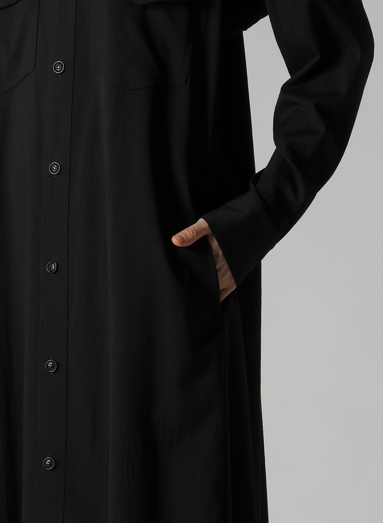 WOOL BREND TWILL MILITARY LONG DRESS
