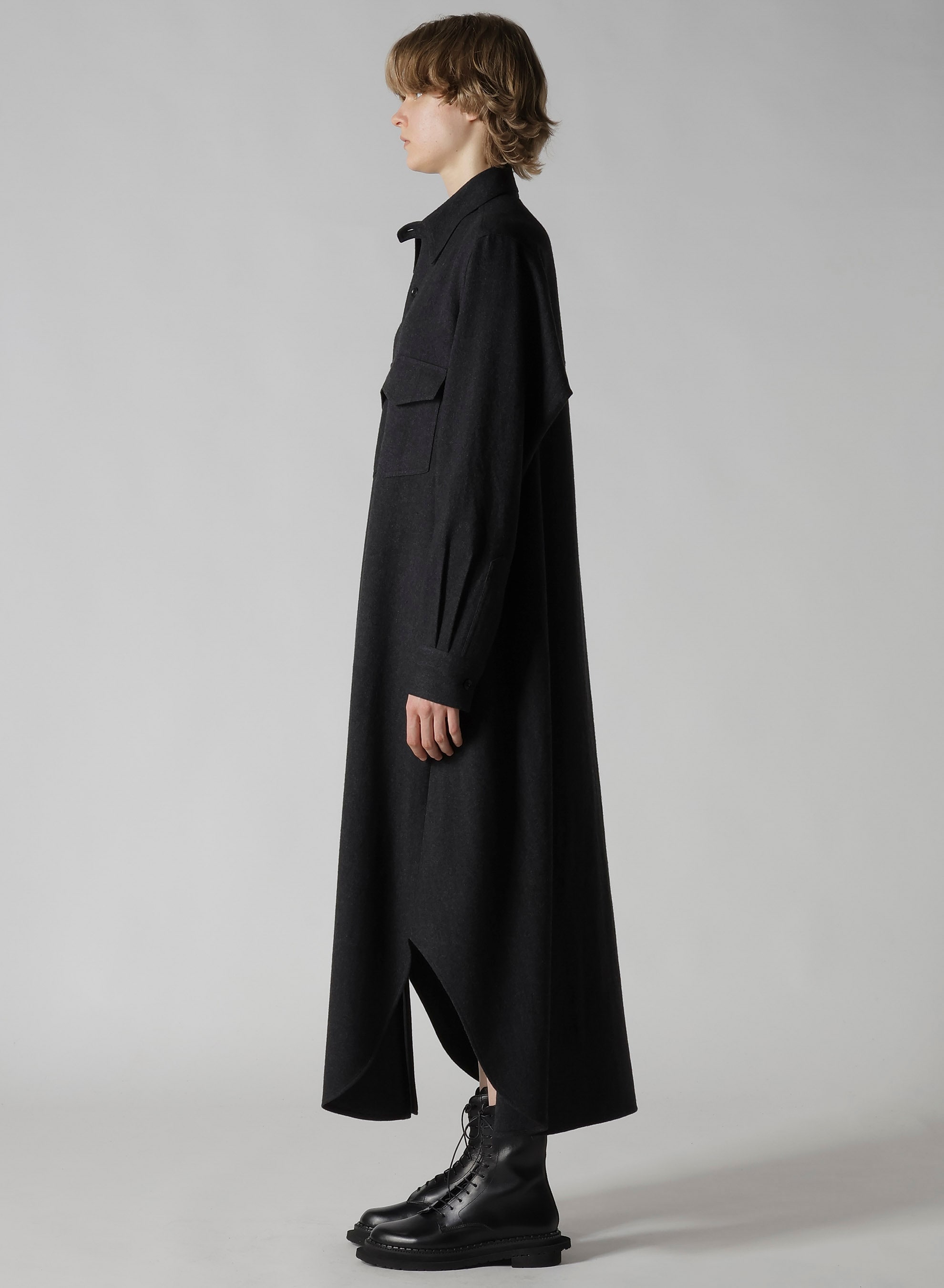 W/NY HERRINGBONE MILITARY LONG DRESS