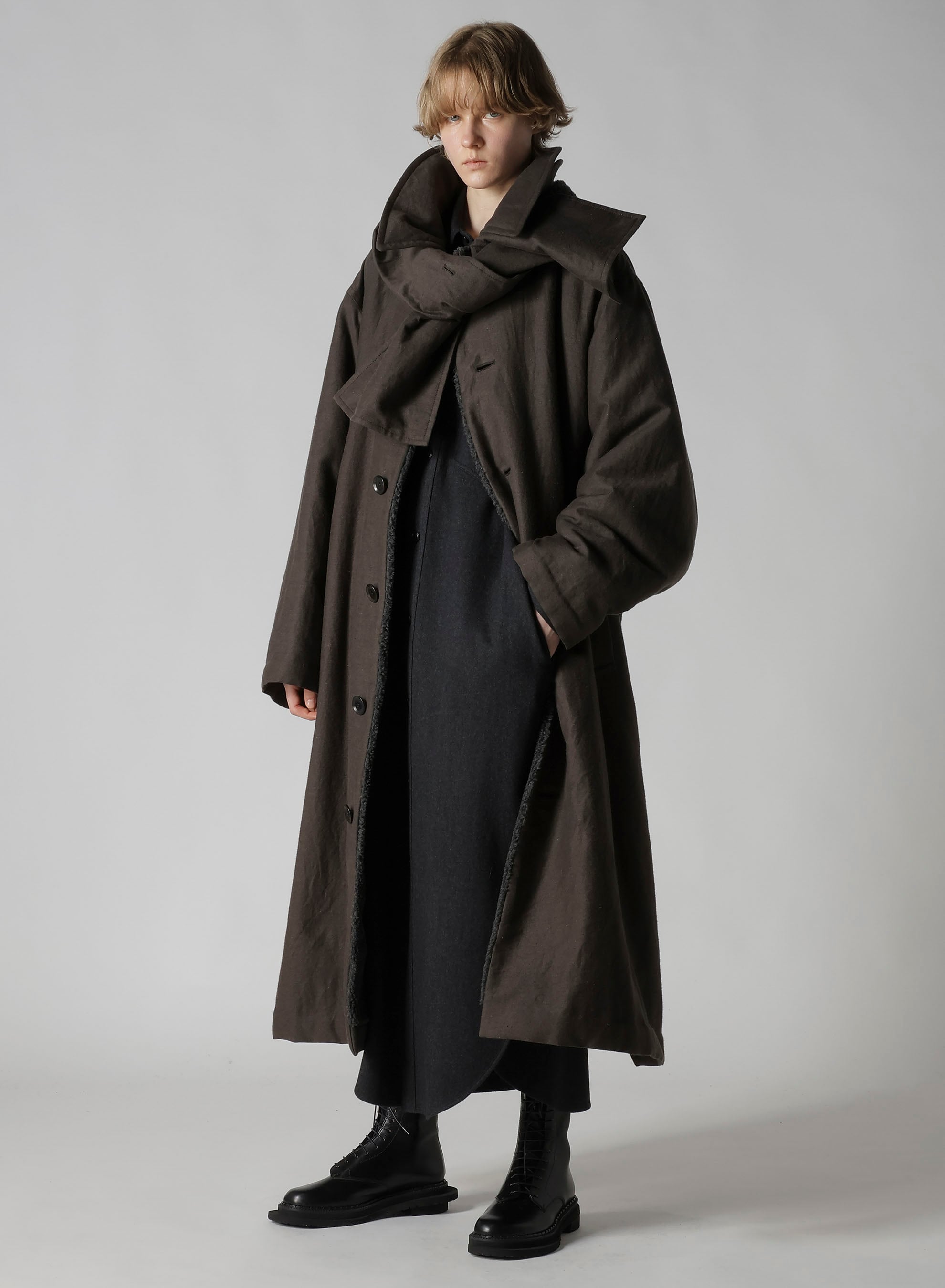W/NY HERRINGBONE MILITARY LONG DRESS