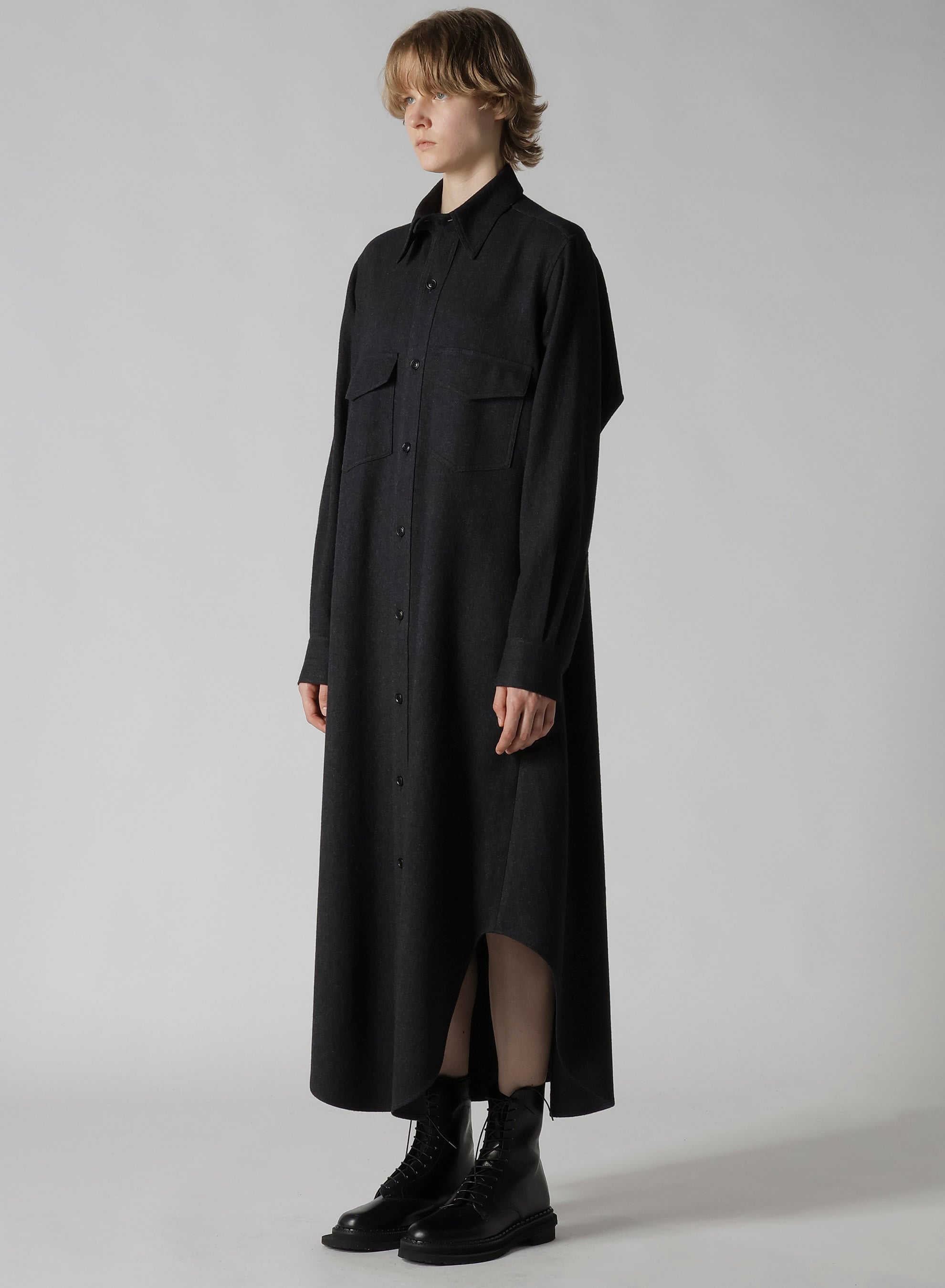 W/NY HERRINGBONE MILITARY LONG DRESS