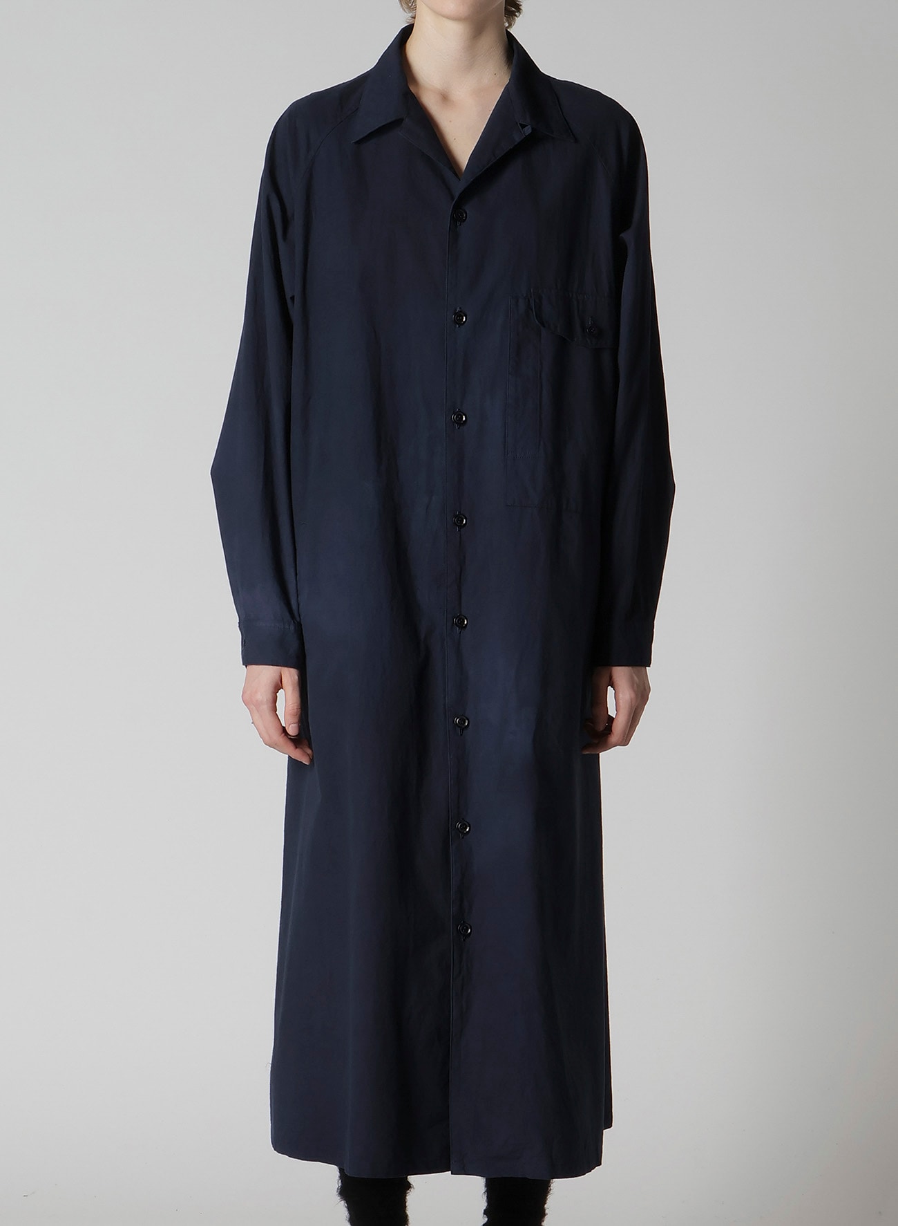 GARMENT-DYED OPEN COLLAR SHIRTS DRESS(XS Navy): Y's｜THE