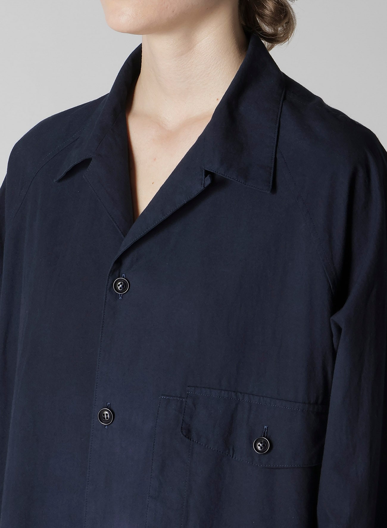 GARMENT-DYED OPEN COLLAR SHIRTS DRESS(XS Navy): Y's｜THE