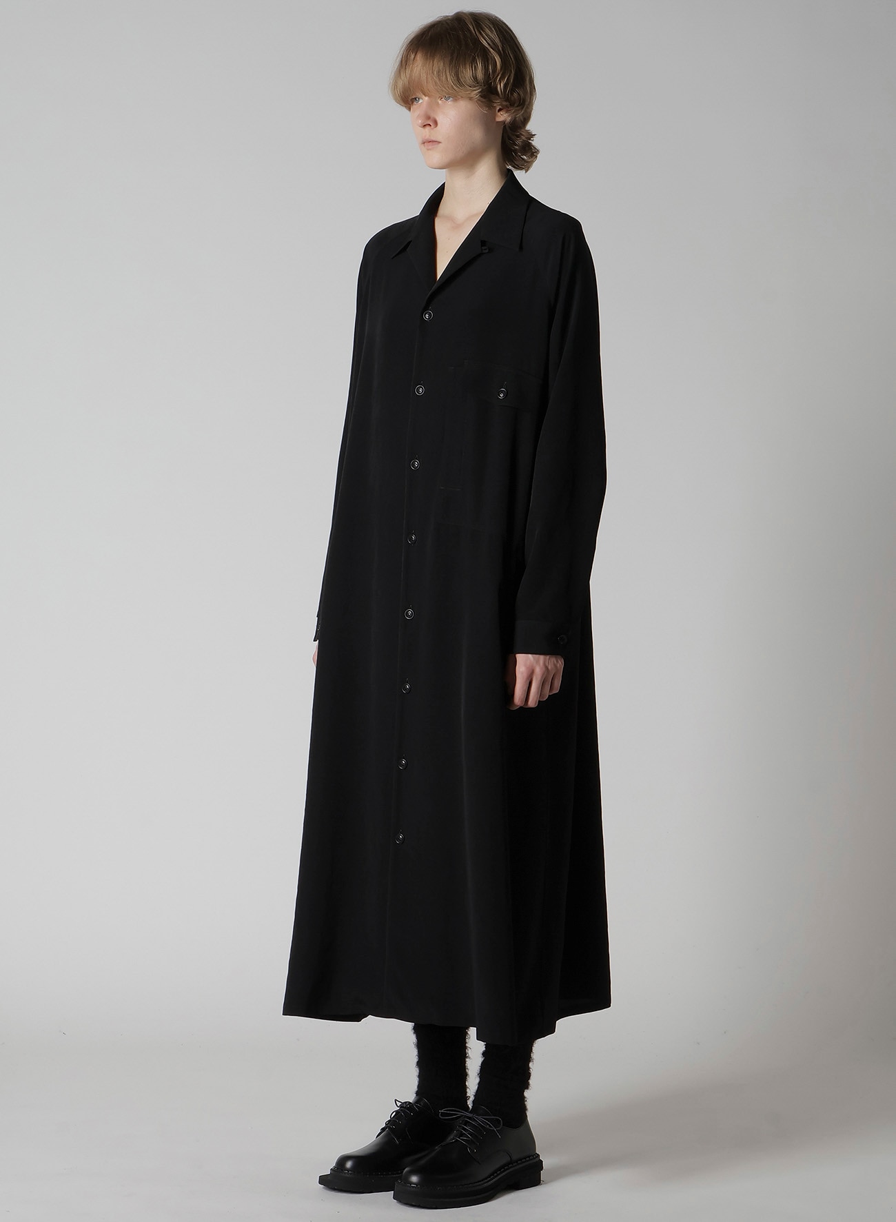 その他 YH 091 TA/PE CREPE DE CHINE OPEN COLLAR DRESS(XS Black): Y's｜THE