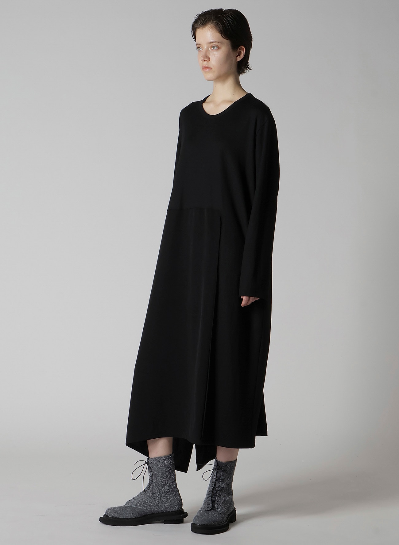 COMBINATION LONG SLEEVE DRESS(XS Black): Y's｜THE SHOP YOHJI