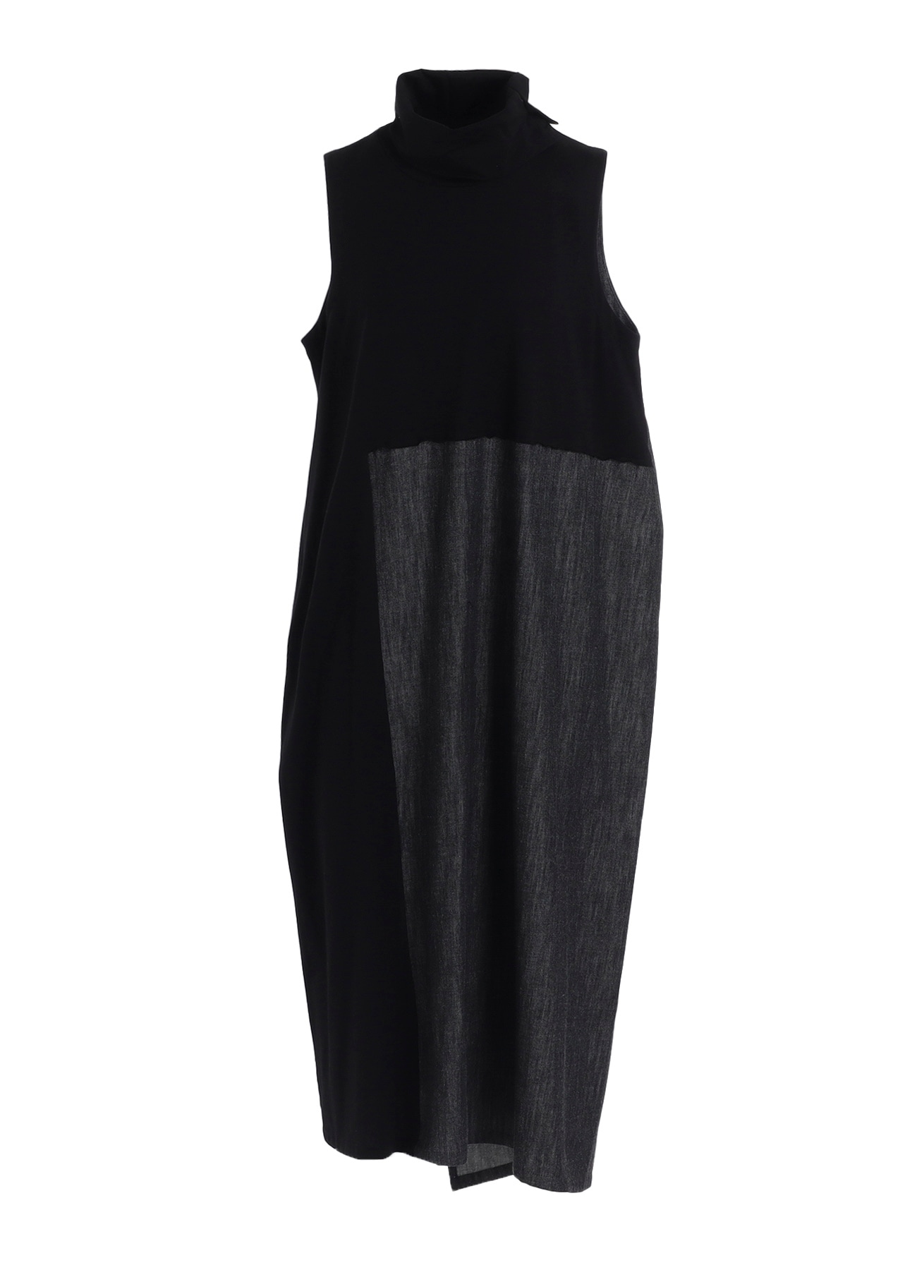 未使用　タグ付き　MICHIKO by Y'S 長袖　ウール　ヨウジヤマモト DENIM COMBINATION HIGH NECK DRESS(XS Black): Y's｜THE SHOP
