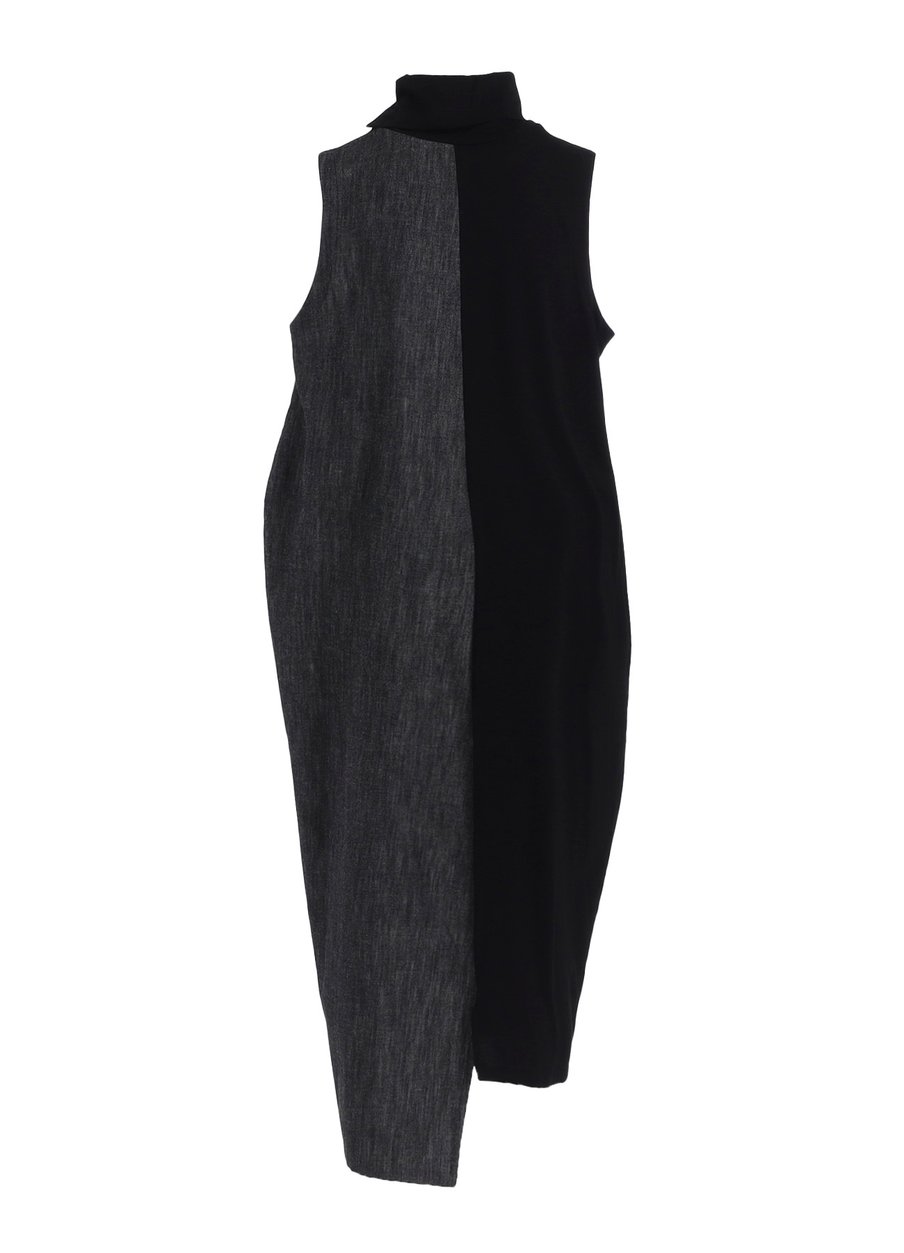 DENIM COMBINATION HIGH NECK DRESS(XS Black): Y's｜THE SHOP