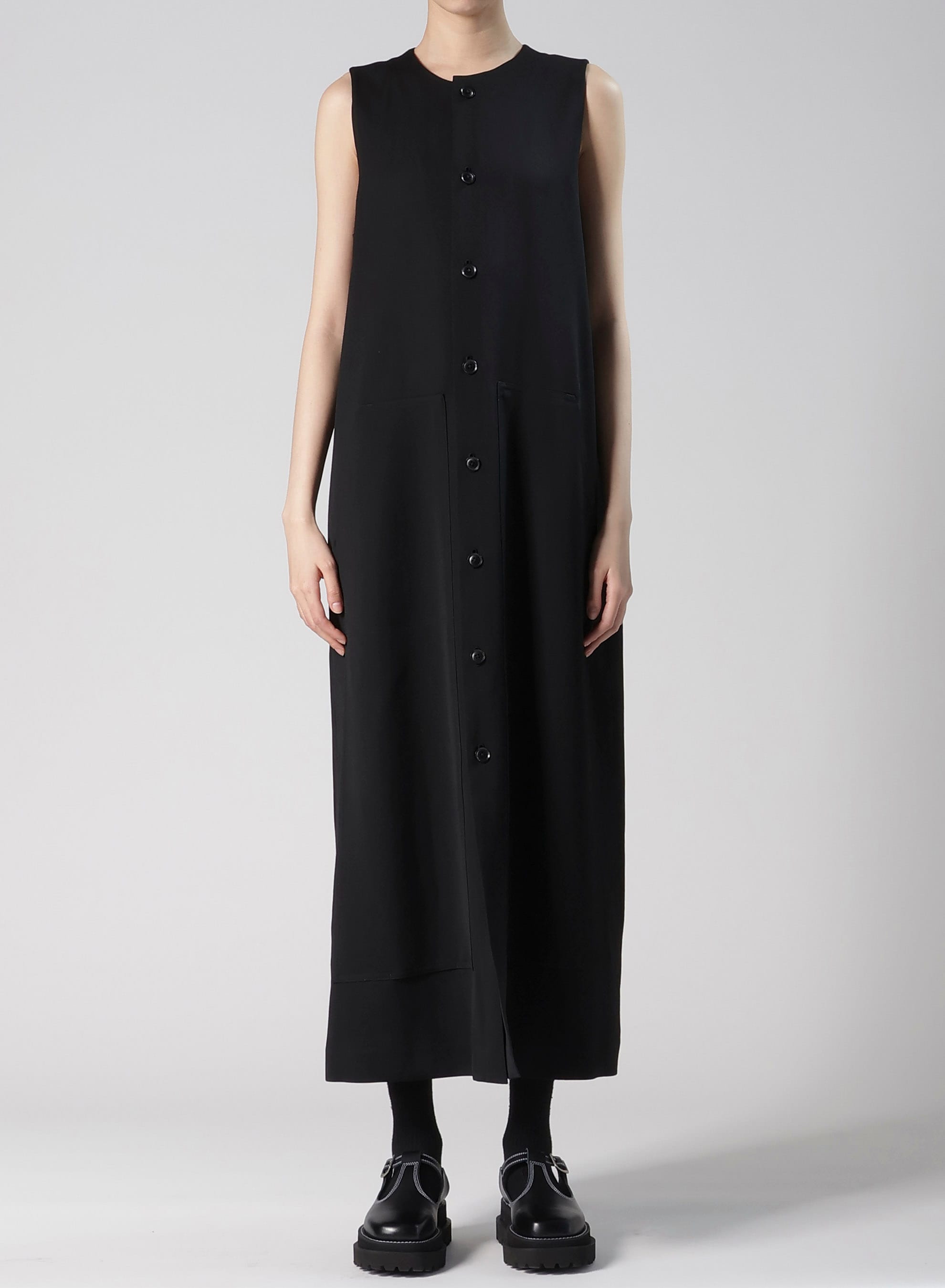 WOOL GABARDINE FRONT OPEN DRESS
