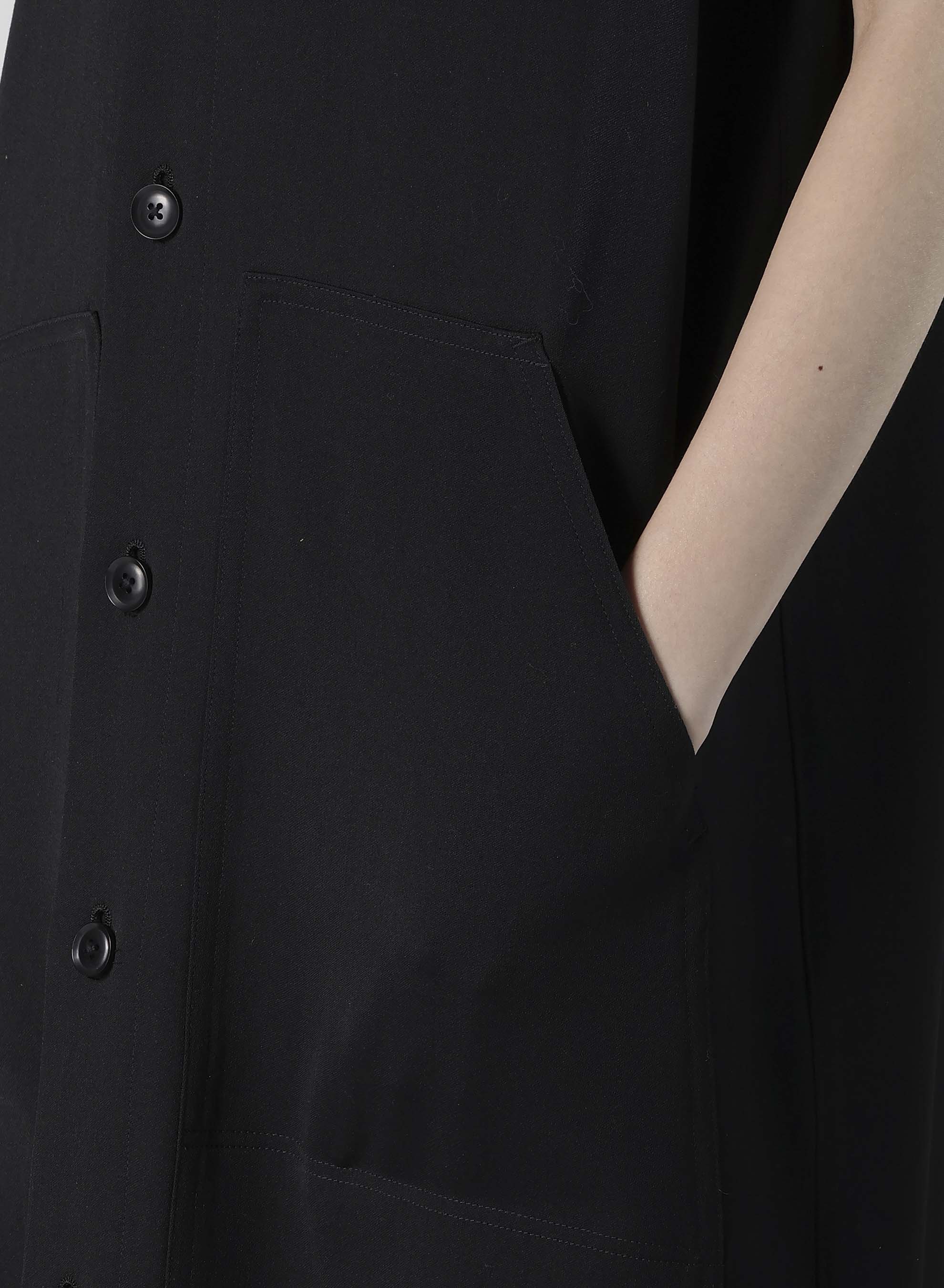 WOOL GABARDINE FRONT OPEN DRESS