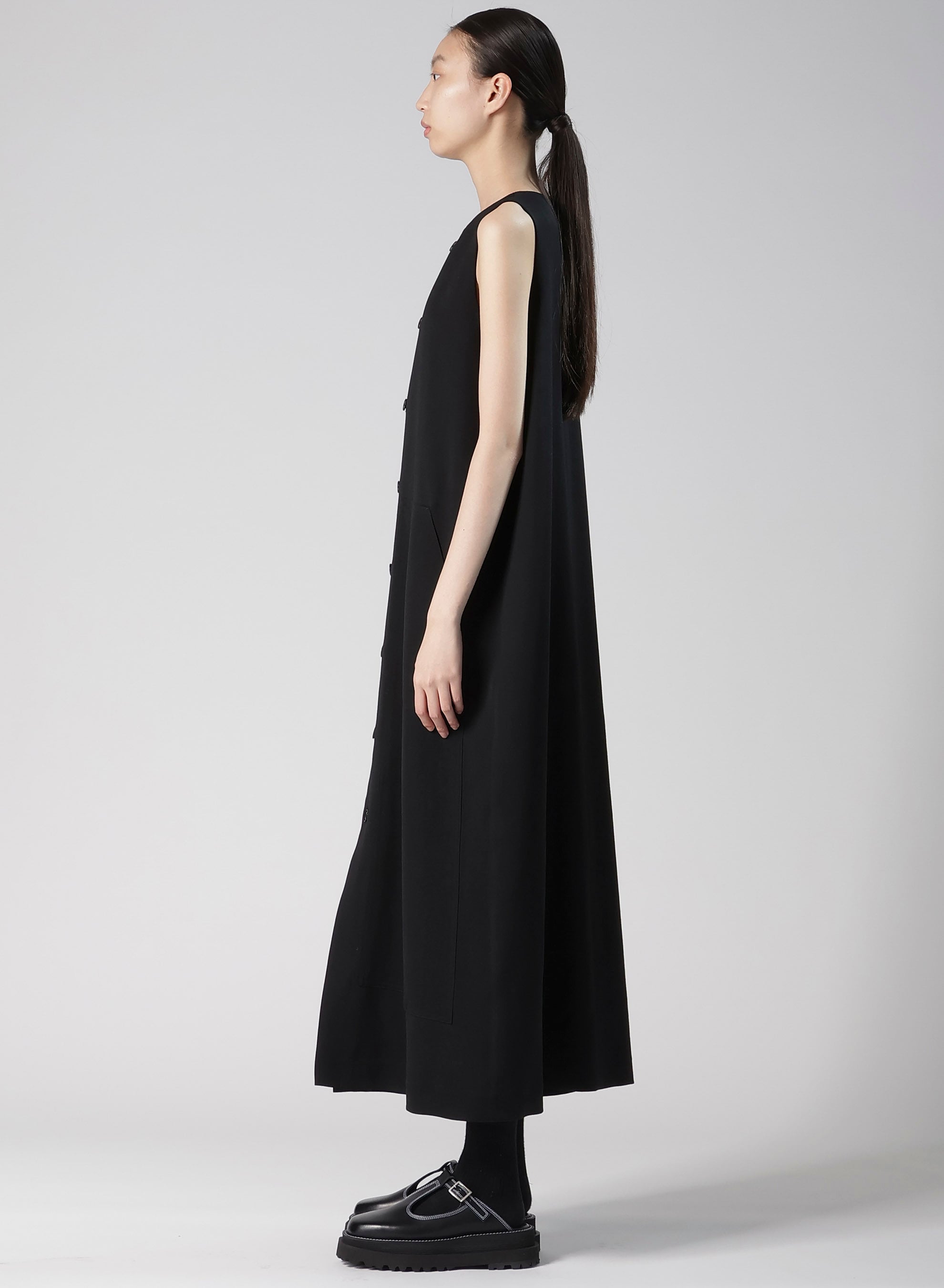 WOOL GABARDINE FRONT OPEN DRESS