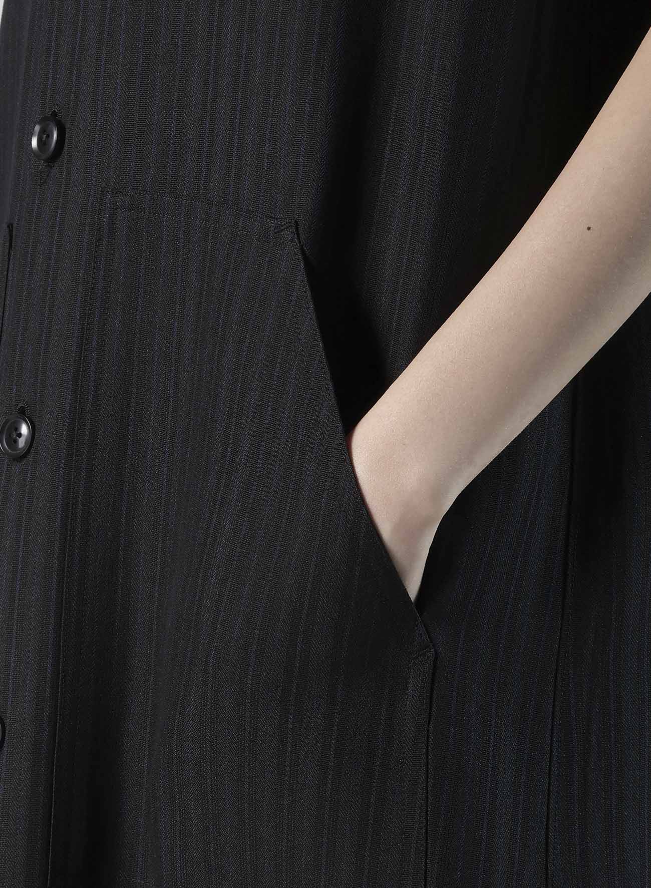 VISCOSE TWEED STRIPE FRONT OPEN DRESS