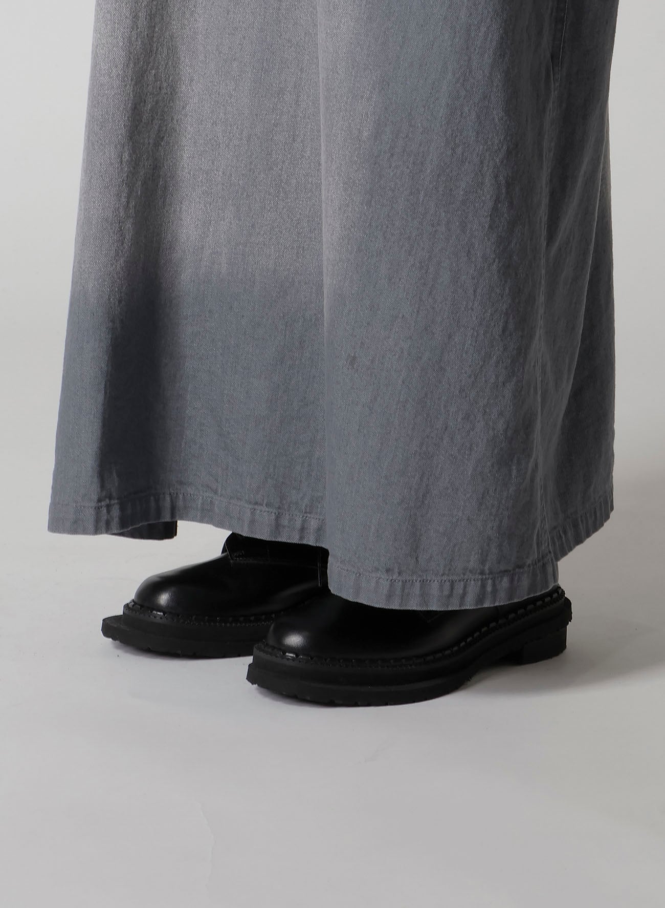 SPOTTED DENIM SALOPETTE SKIRT