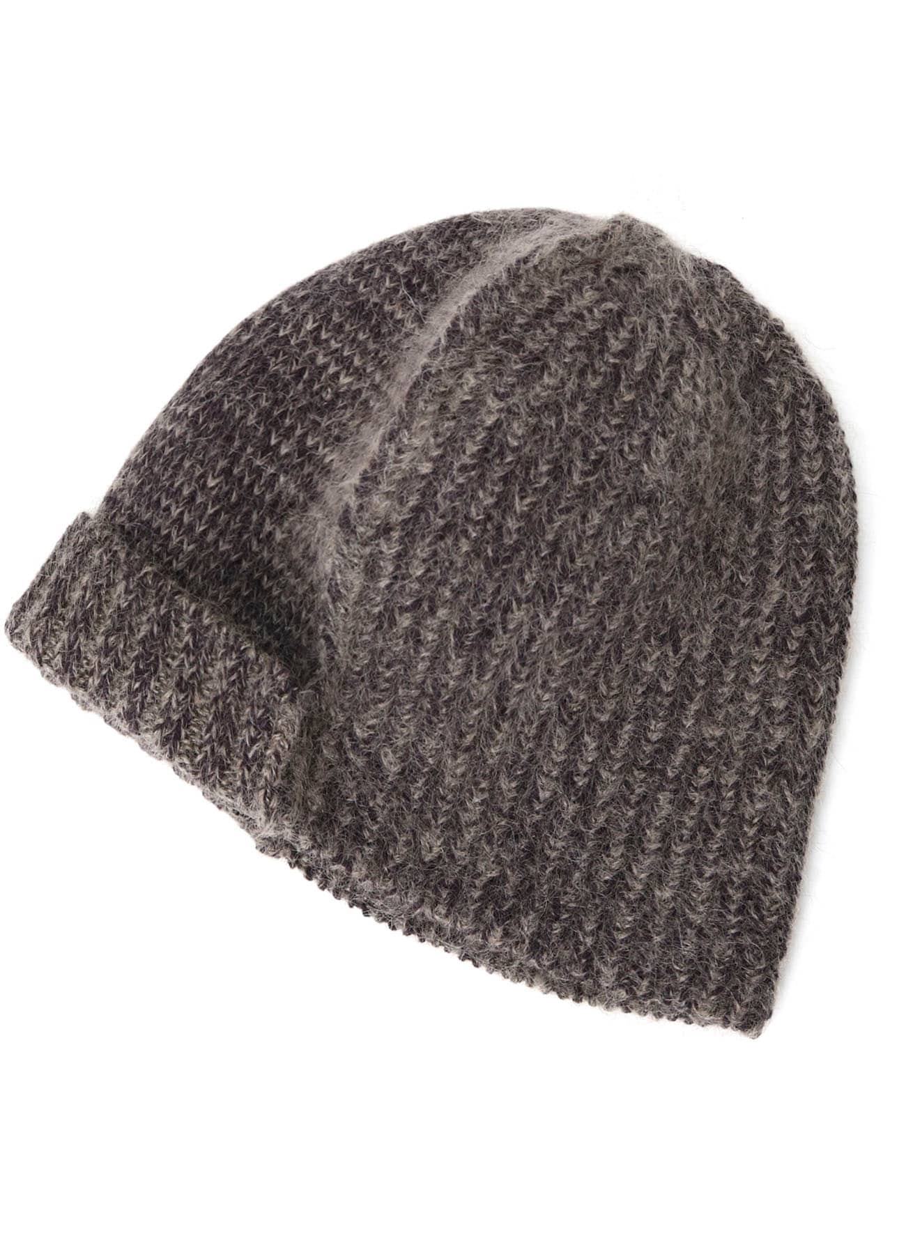 MOHAIR WOOL COMBINATION KNIT BEANIE