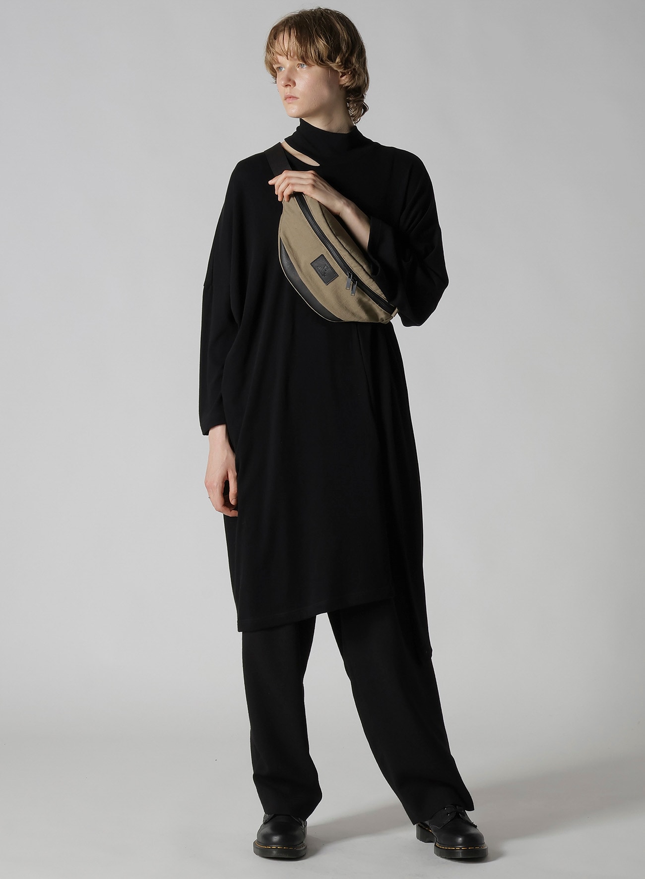 COTTON LINEN TWILL / LEATHER CROSSBODY BAG