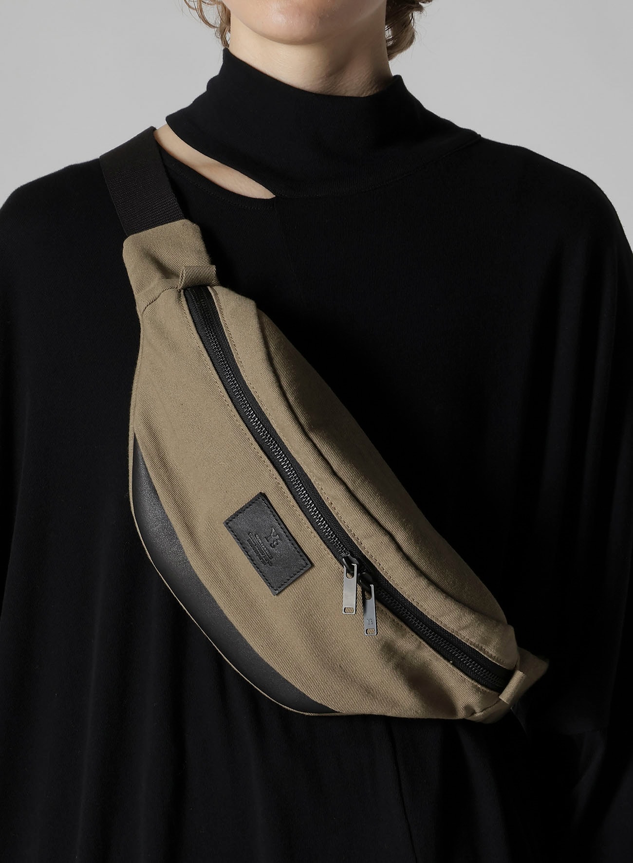 6278 バックセット 西陣織 帯地 使用Lサイズ24cm 新品 COTTON LINEN TWILL / LEATHER CROSSBODY BAG(FREE SIZE Beige