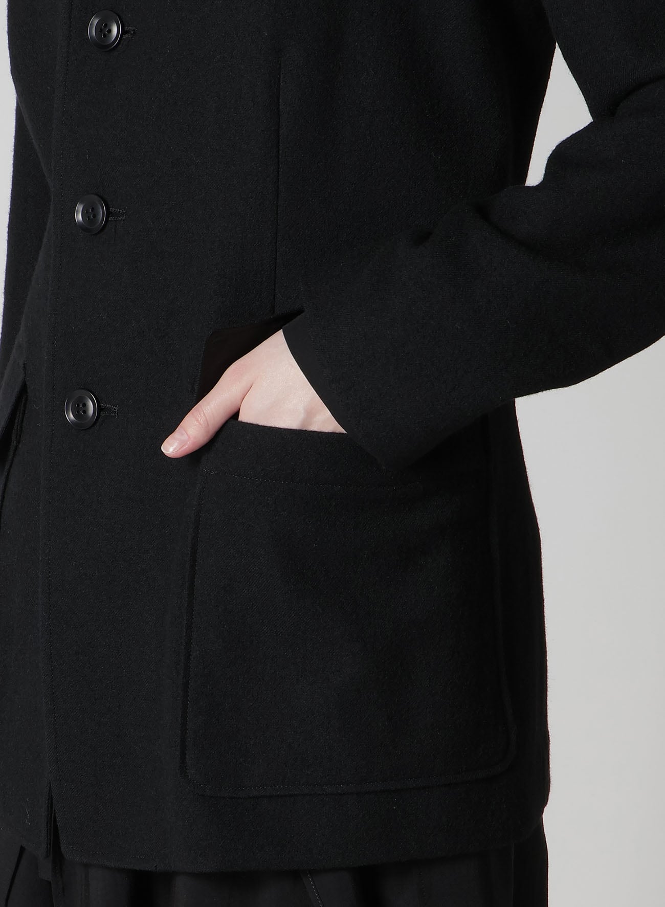 MILLING WOOL SERGE PEAKED LAPEL JACKET