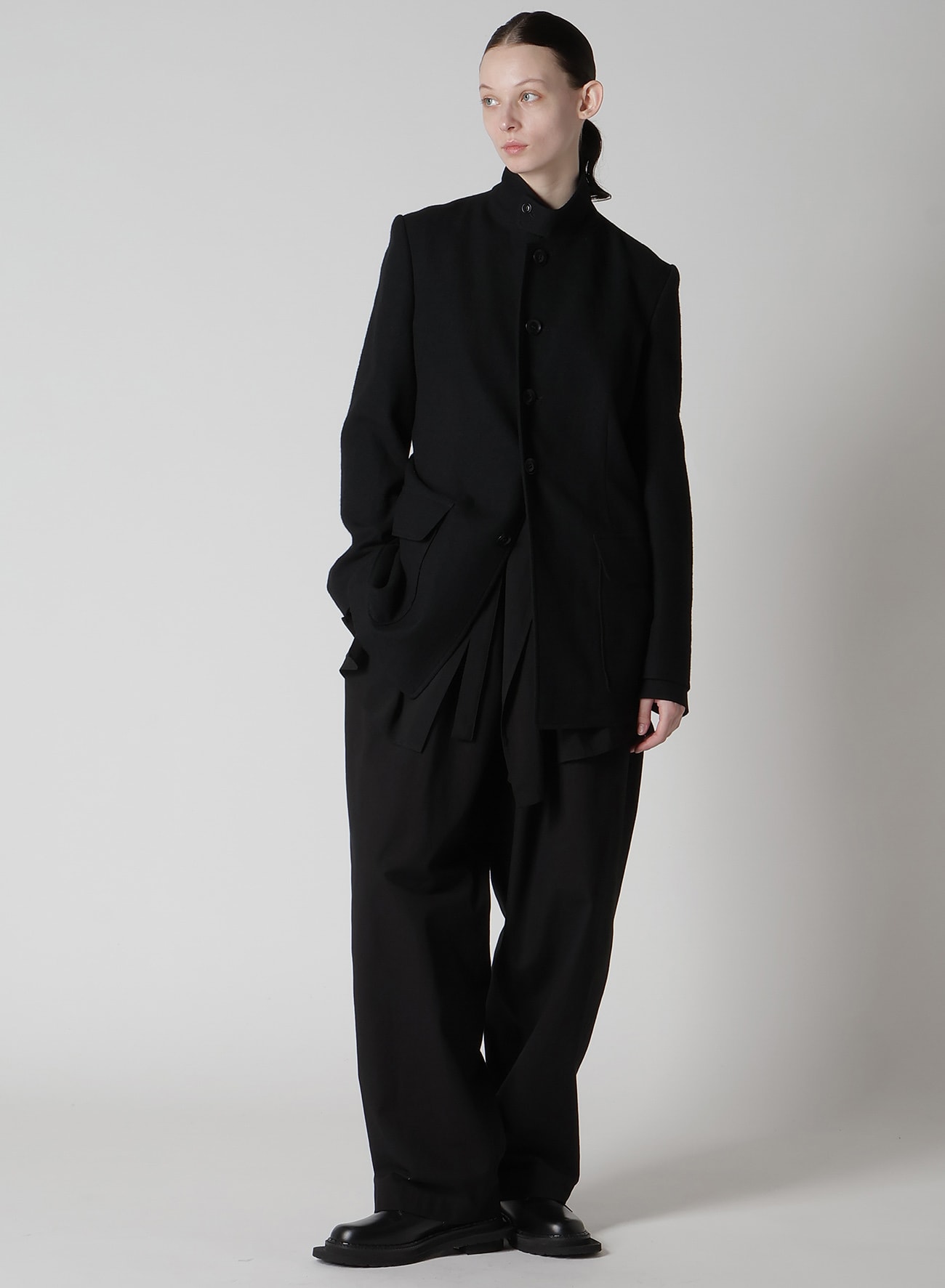 MILLING WOOL SERGE PEAKED LAPEL JACKET