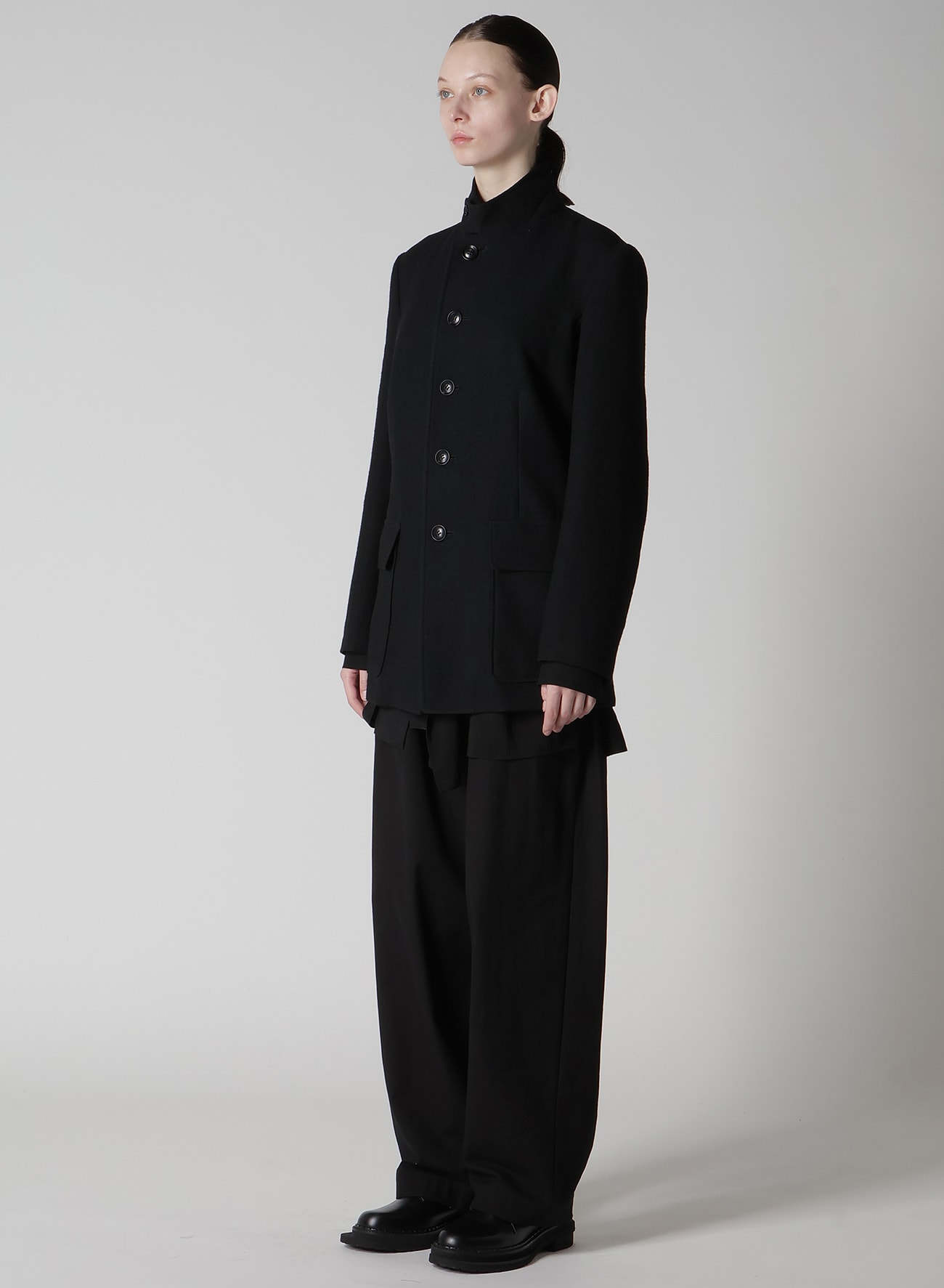 MILLING WOOL SERGE PEAKED LAPEL JACKET