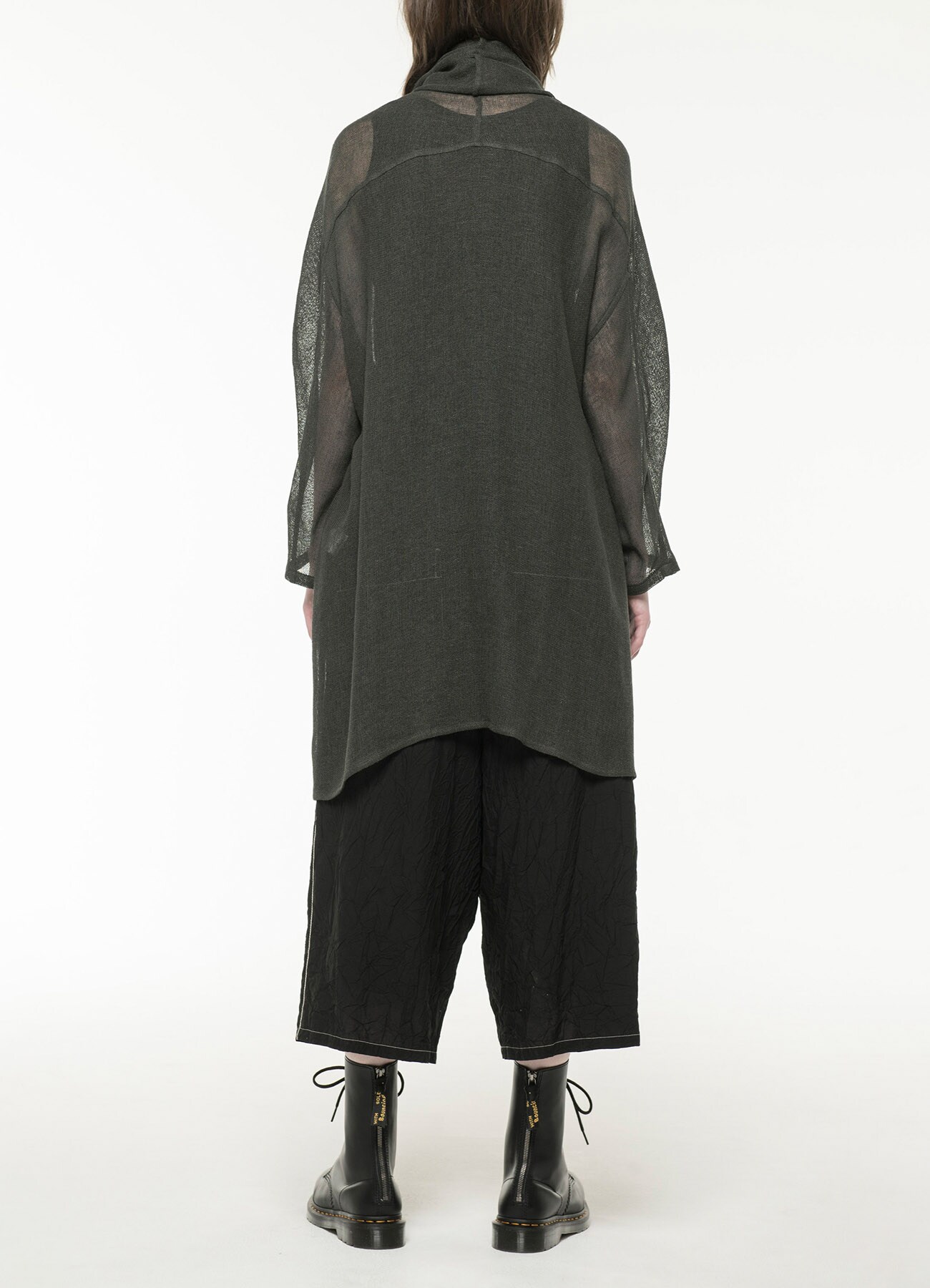 LENO CLOTH SHAWL COLLAR LONG CARDIGAN