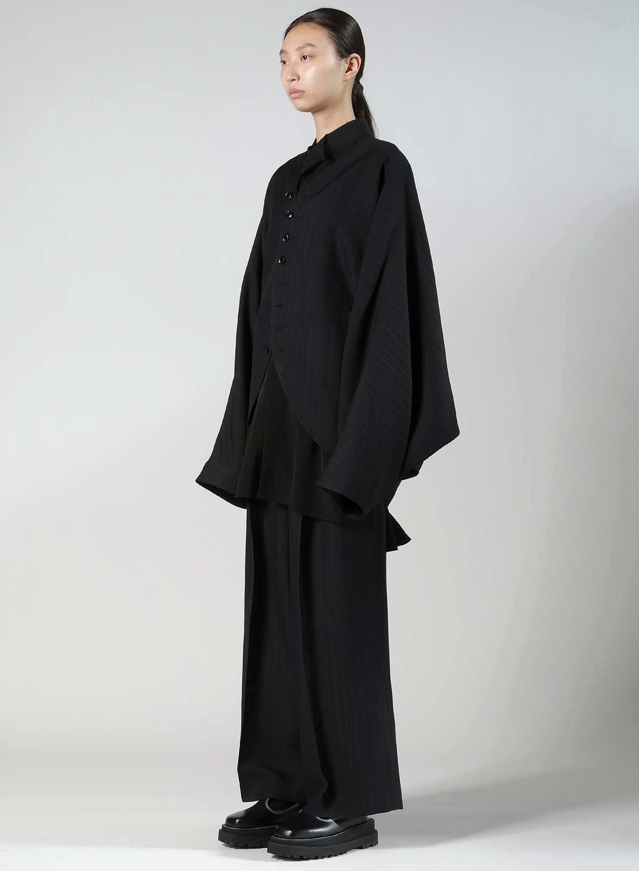 VISCOSE TWEED STRIPE DOLMAN SLEEVE JACKET