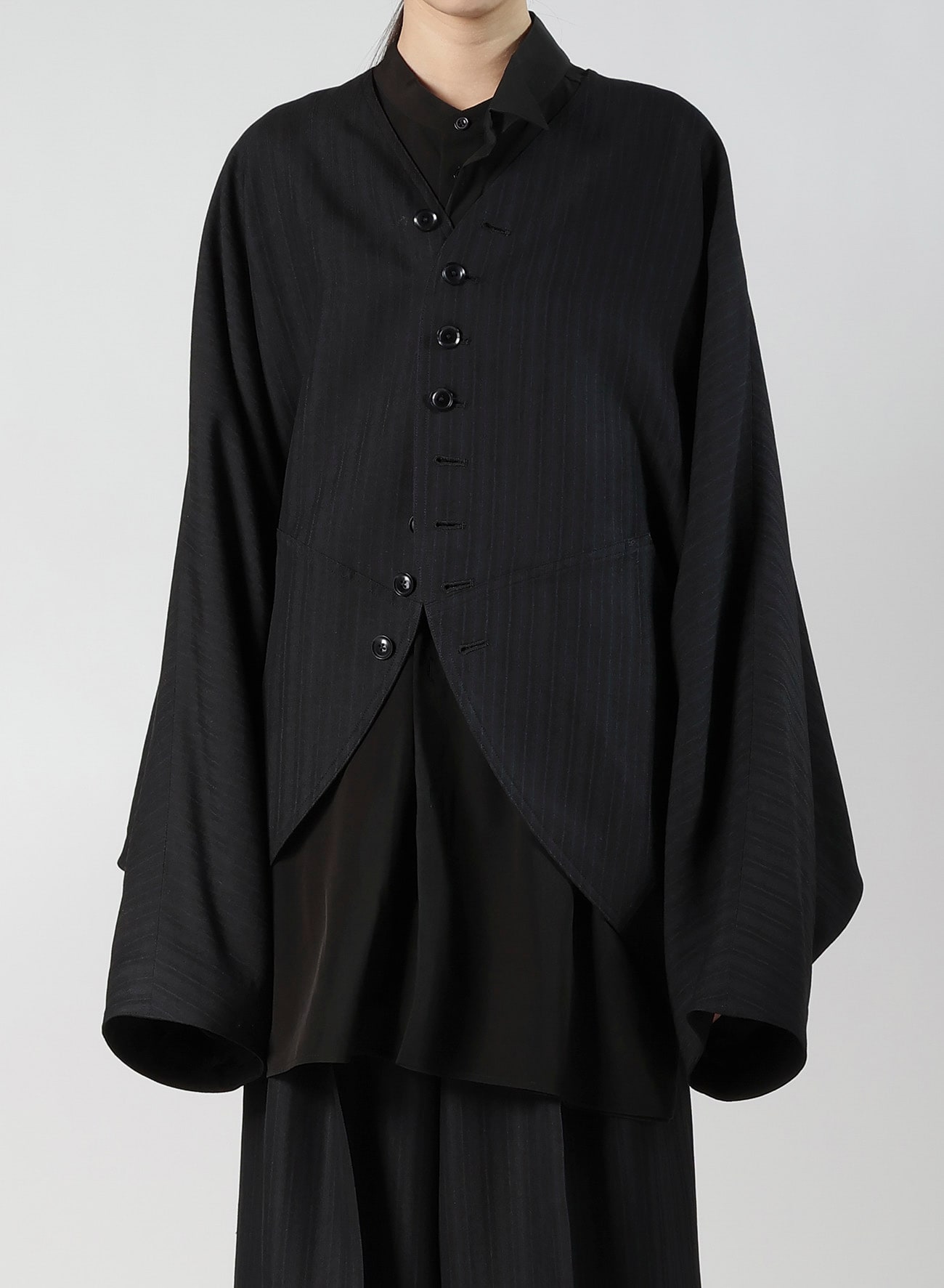 VISCOSE TWEED STRIPE DOLMAN SLEEVE JACKET