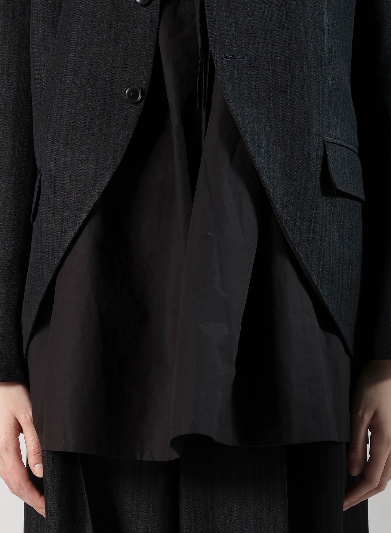 VISCOSE TWEED STRIPE STAND COLLAR JACKET