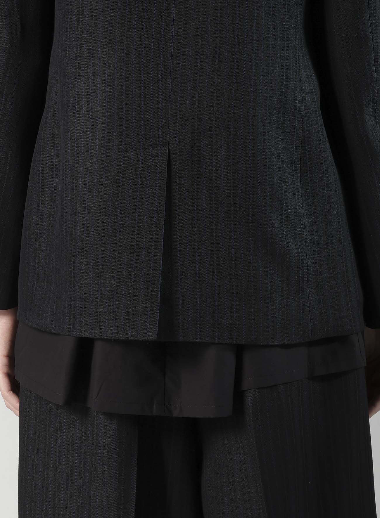 VISCOSE TWEED STRIPE STAND COLLAR JACKET
