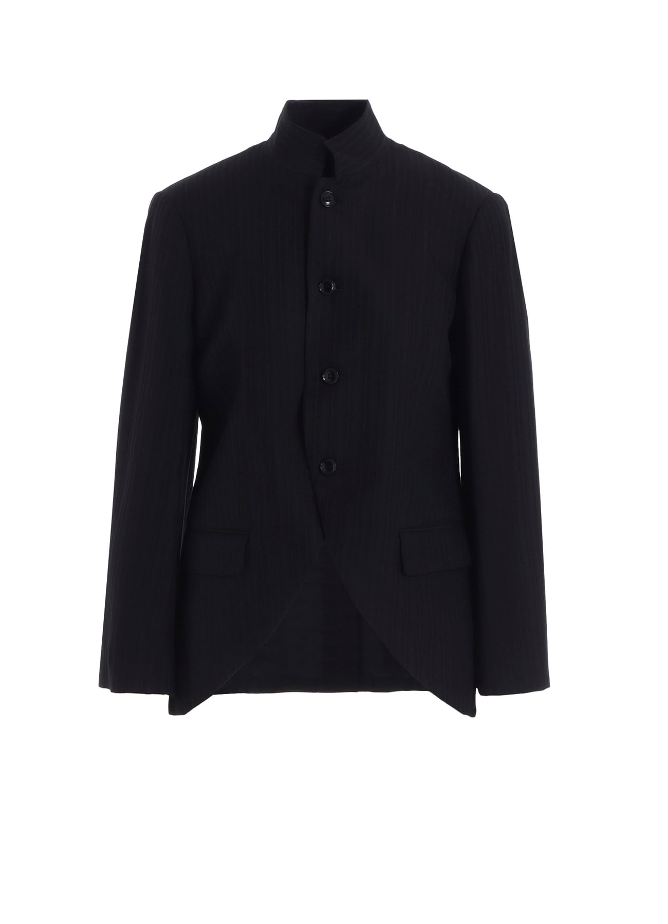 VISCOSE TWEED STRIPE STAND COLLAR JACKET