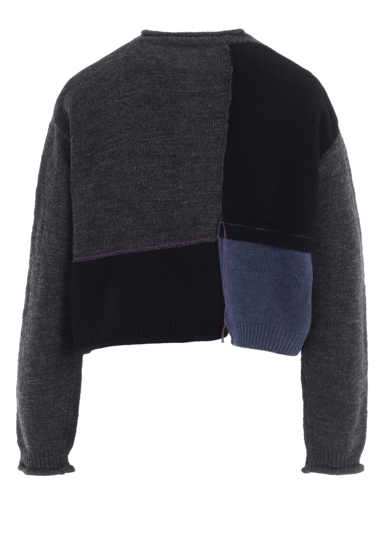 PATCHWORK CREW NECK CARDIGAN