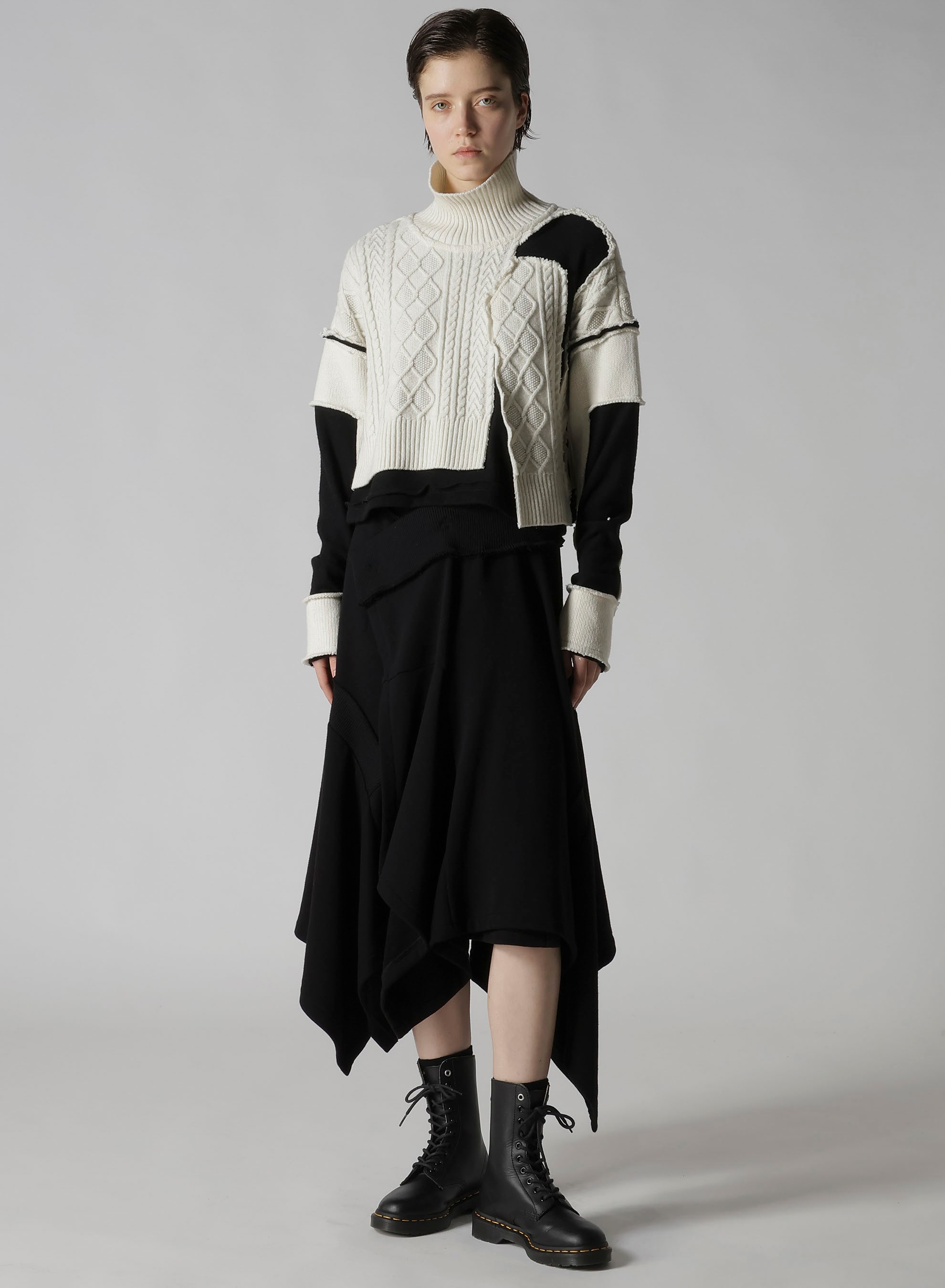 DECONSTRUCTED DESIGN CABLE KNIT PULLOVER