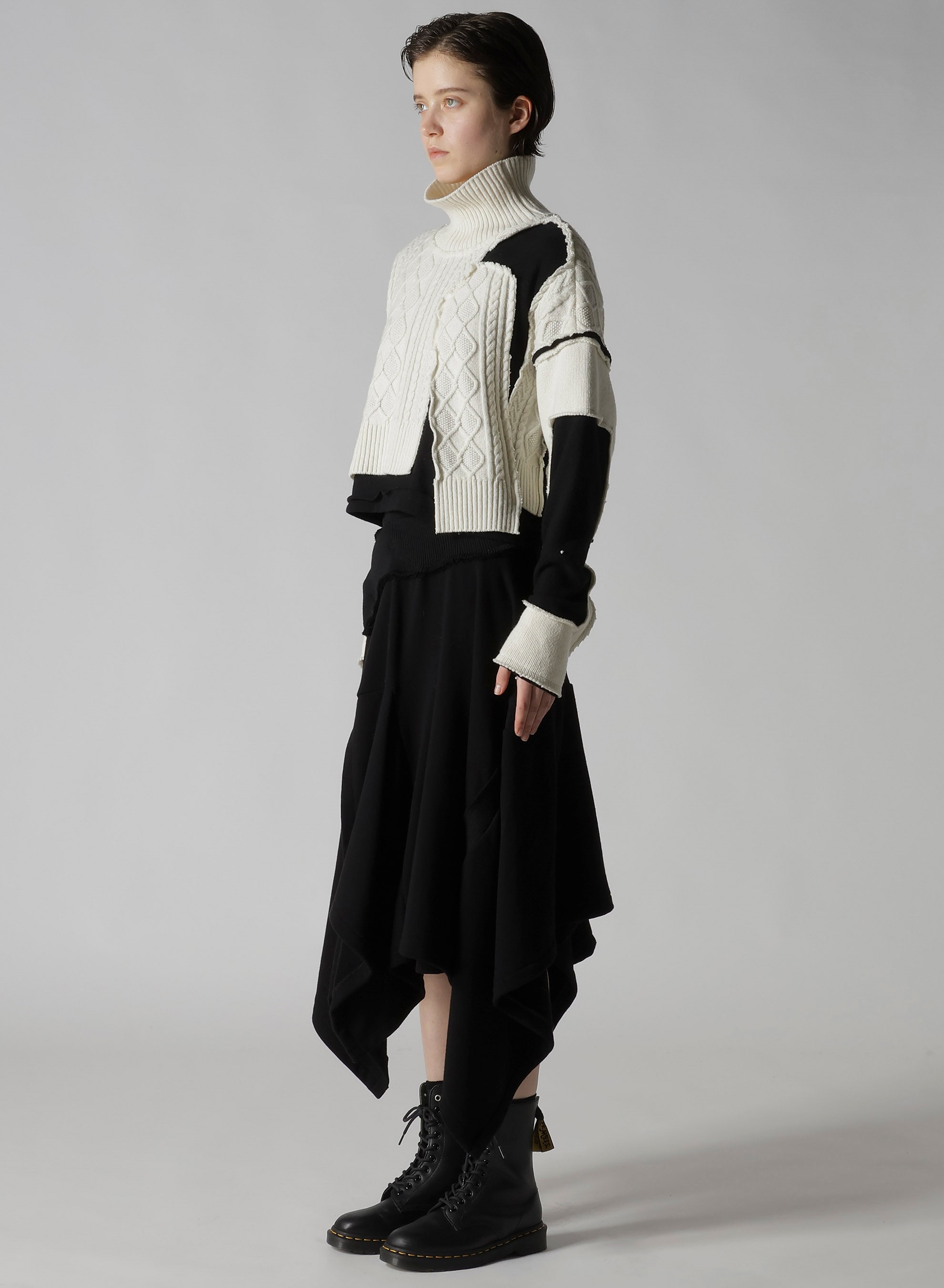 DECONSTRUCTED DESIGN CABLE KNIT PULLOVER
