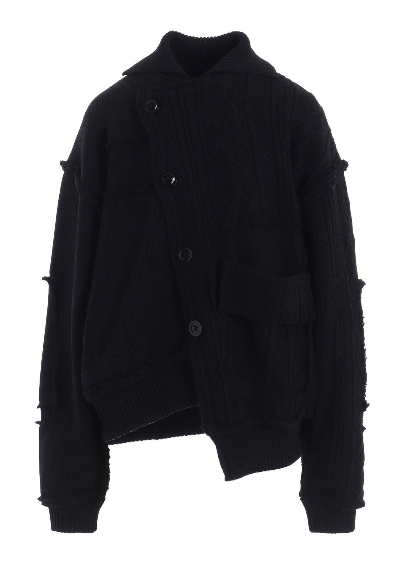 DECONSTRUCTED DESIGN CABLE KNIT CARDIGAN