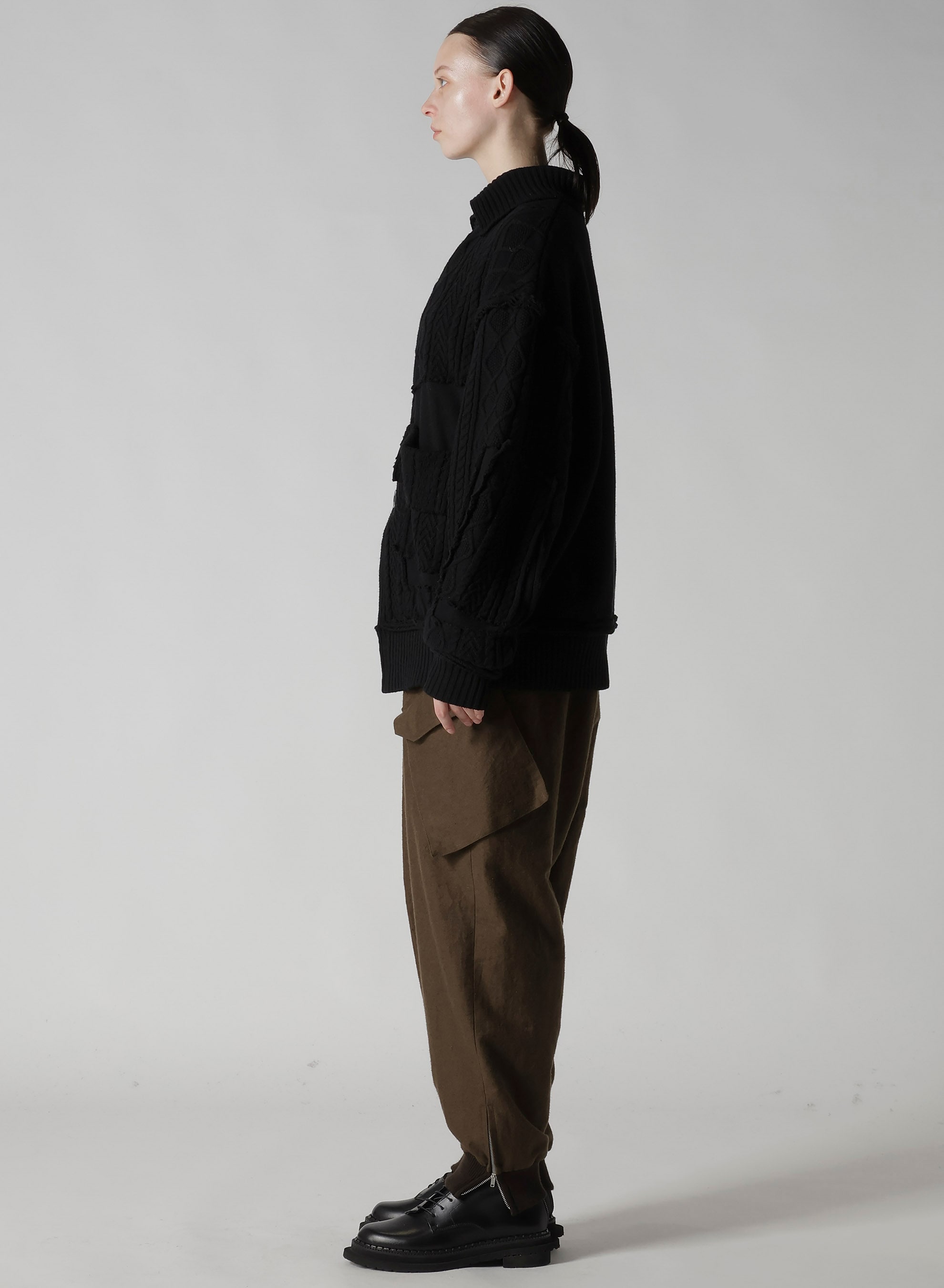 DECONSTRUCTED DESIGN CABLE KNIT CARDIGAN
