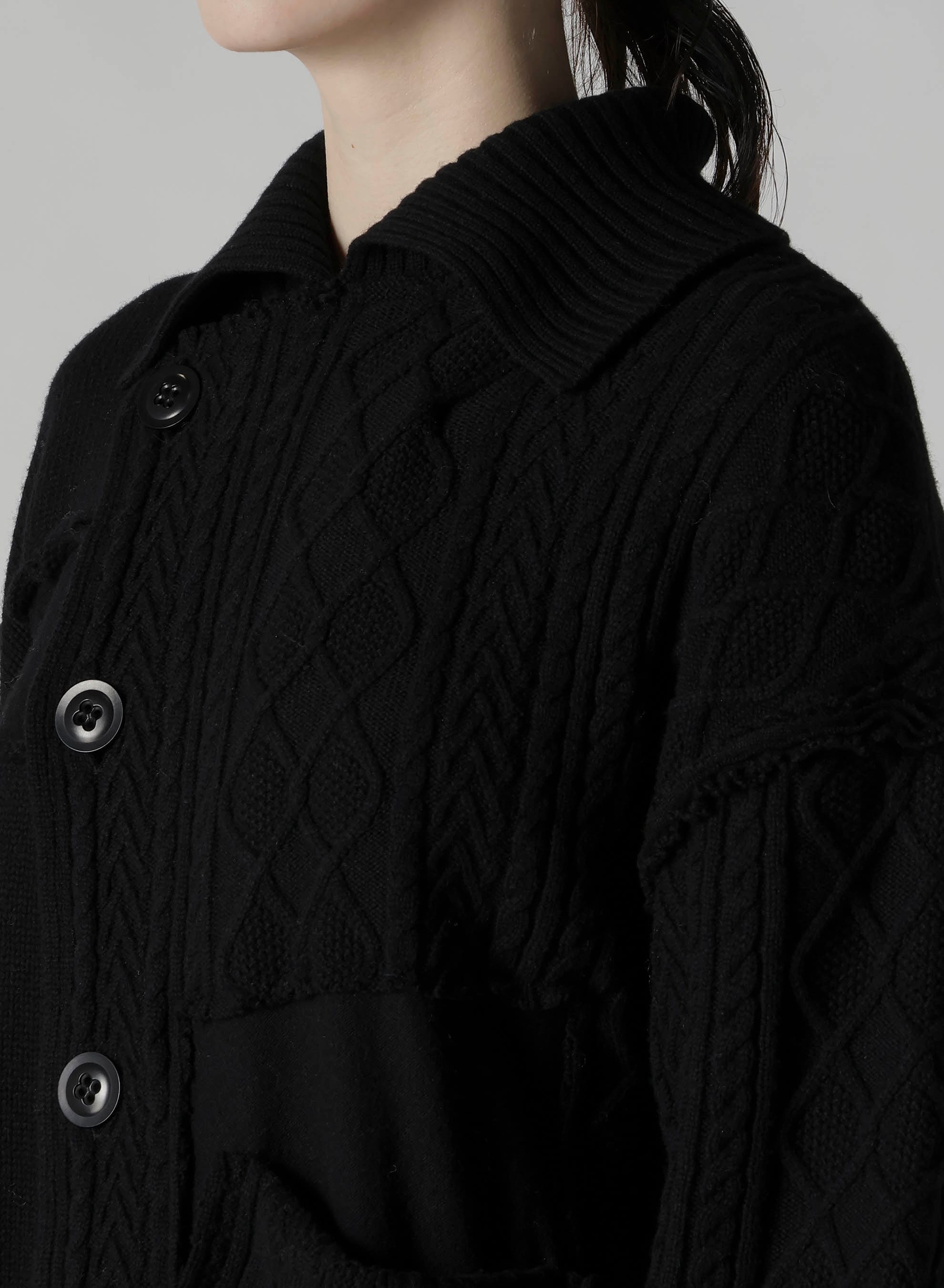 DECONSTRUCTED DESIGN CABLE KNIT CARDIGAN