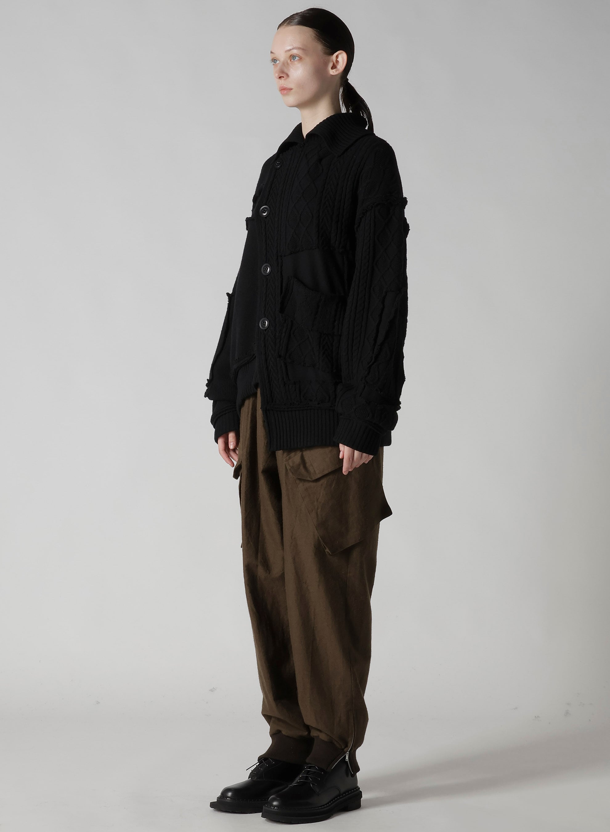DECONSTRUCTED DESIGN CABLE KNIT CARDIGAN
