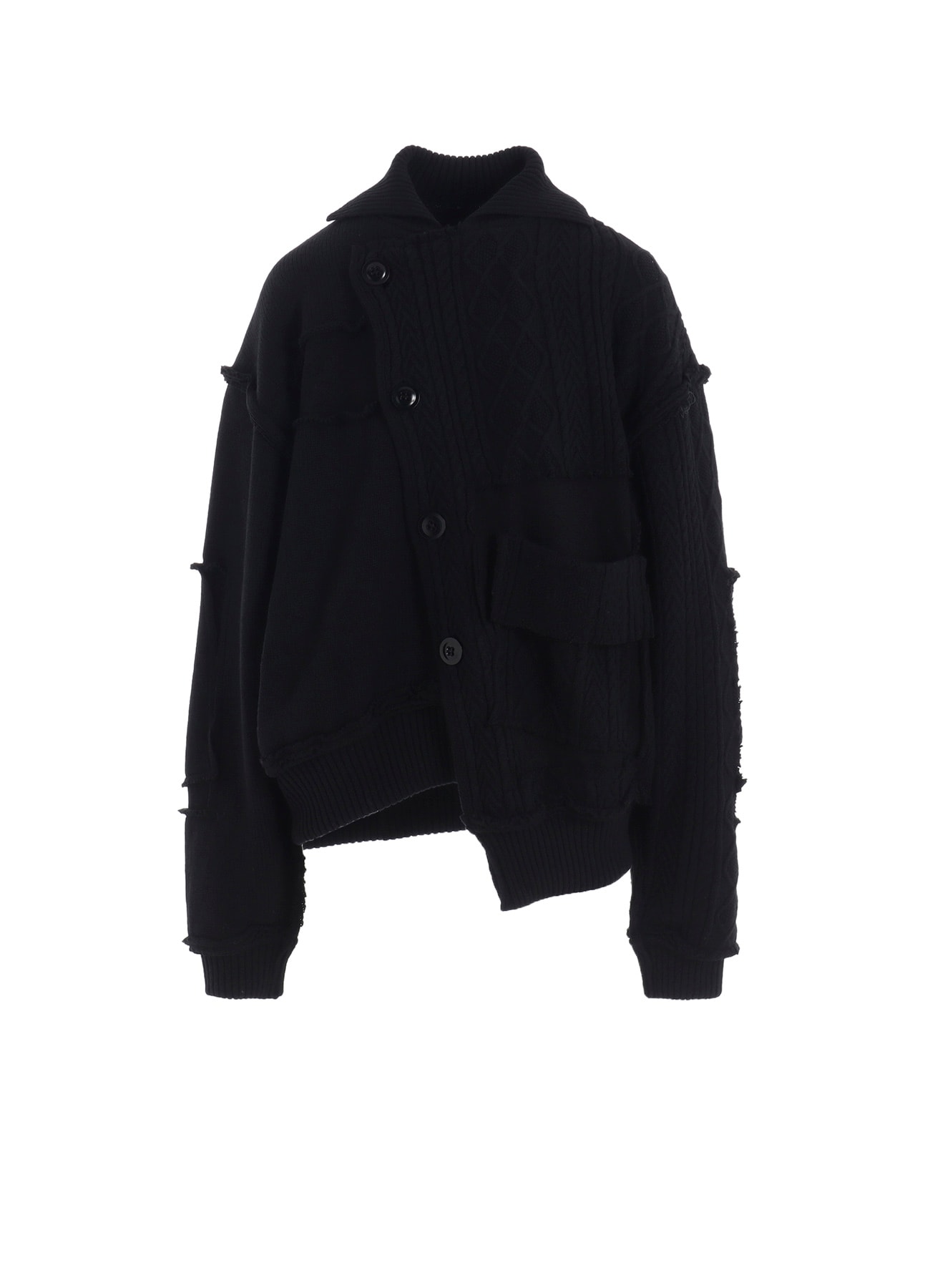 DECONSTRUCTED DESIGN CABLE KNIT CARDIGAN