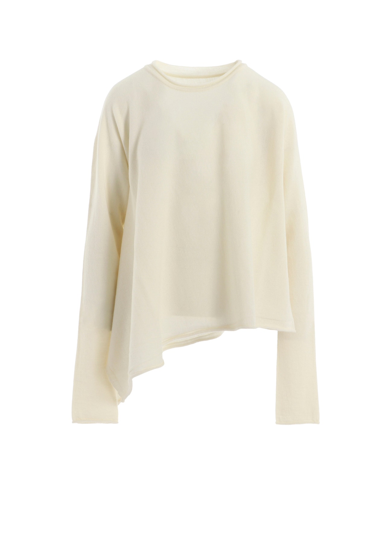 WOOL ASYMMETRIC CREW NECK PULLOVER