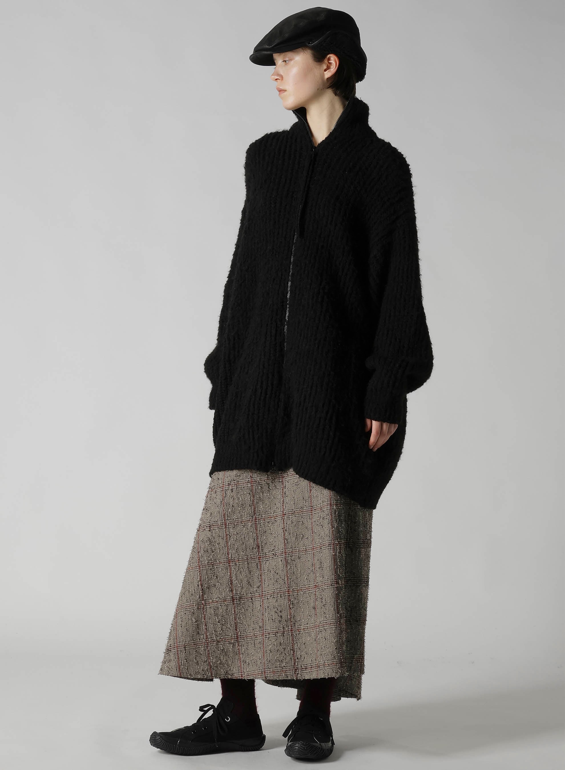 FLEECE RAISED ZIP-UP CARDIGAN